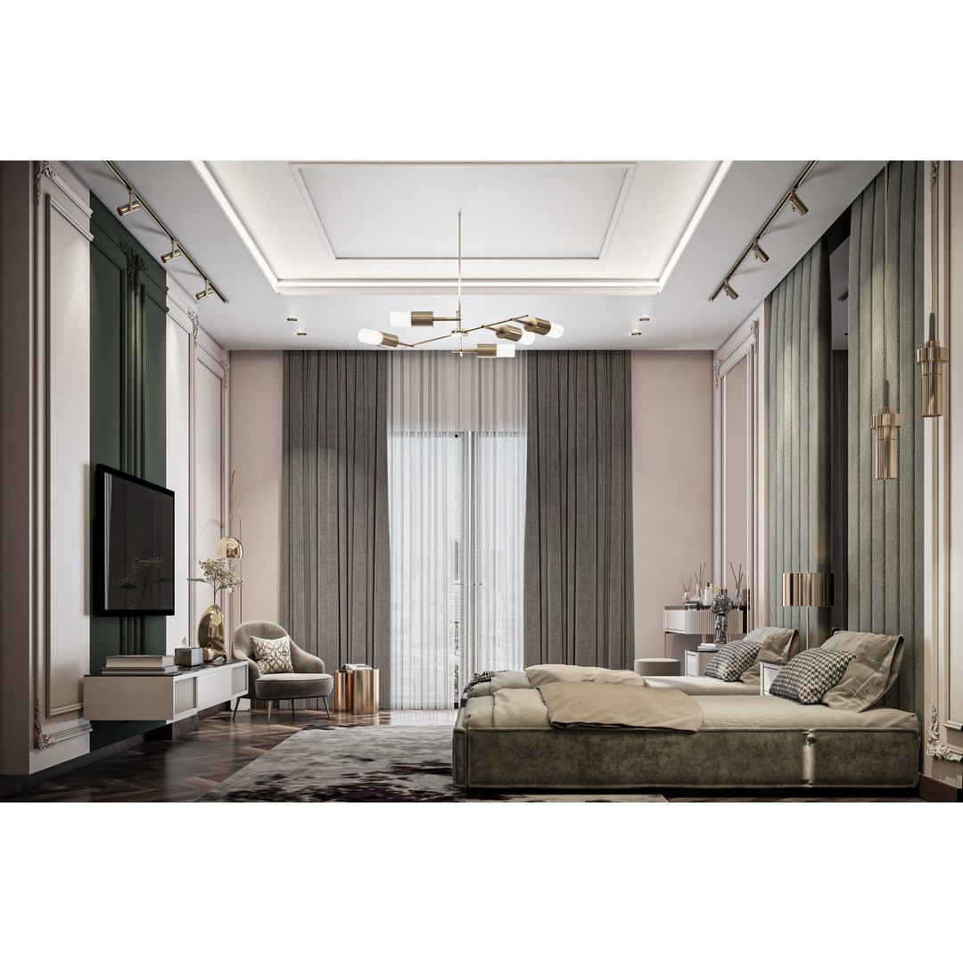 Luxurious Double Bedroom 3D Model – Neo-Classic Interior, 3Ds Max - View 4