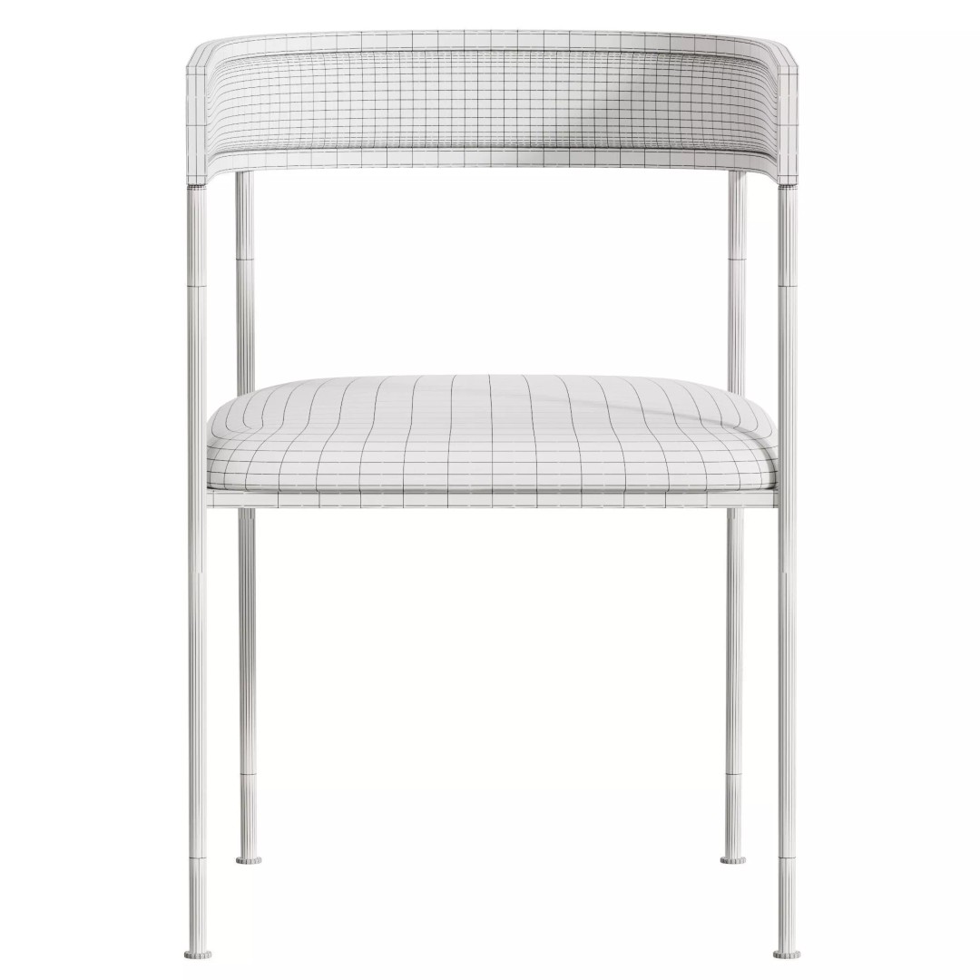 Glam Velvet Dining Chair 3D Model – Luxury Upholstered Design, FBX, OBJ