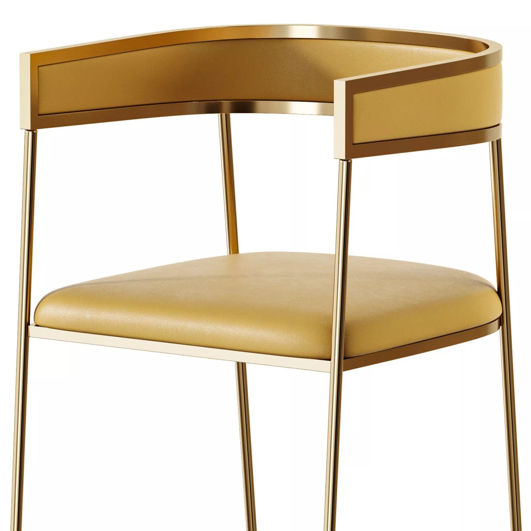 Glam Velvet Dining Chair 3D Model – Luxury Upholstered Design, FBX, OBJ - View 10