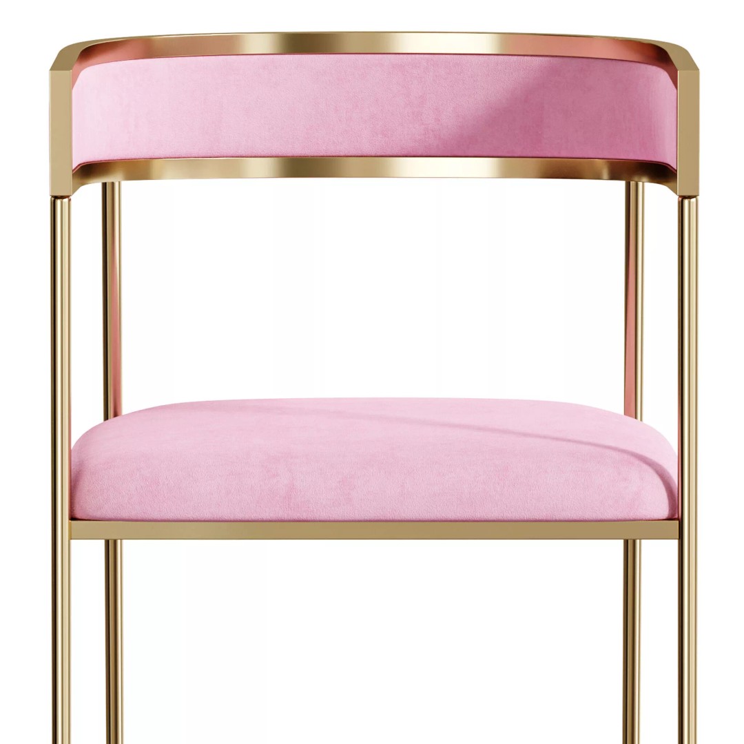 Glam Velvet Dining Chair 3D Model – Luxury Upholstered Design, FBX, OBJ - View 11