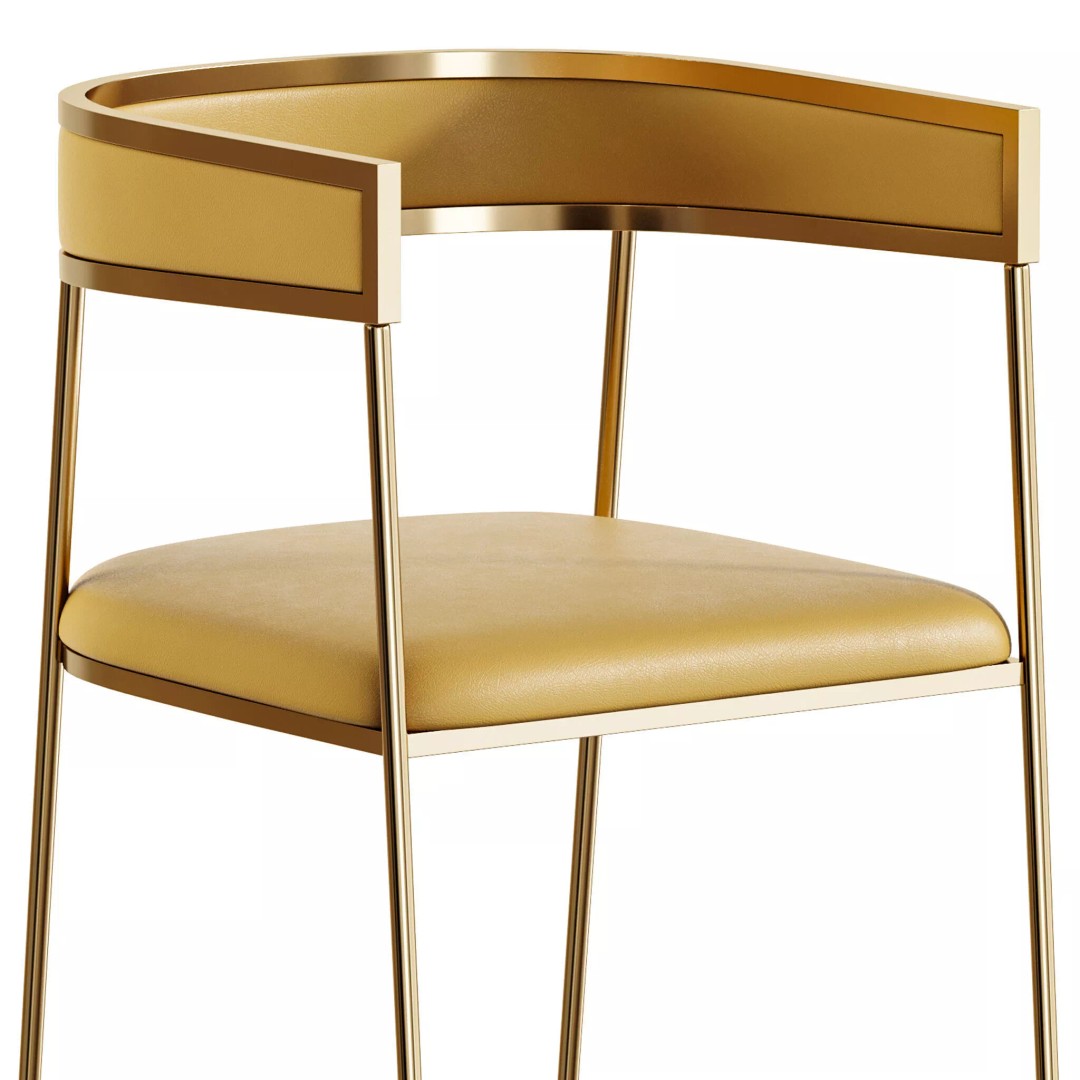 Glam Velvet Dining Chair 3D Model – Luxury Upholstered Design, FBX, OBJ - View 12