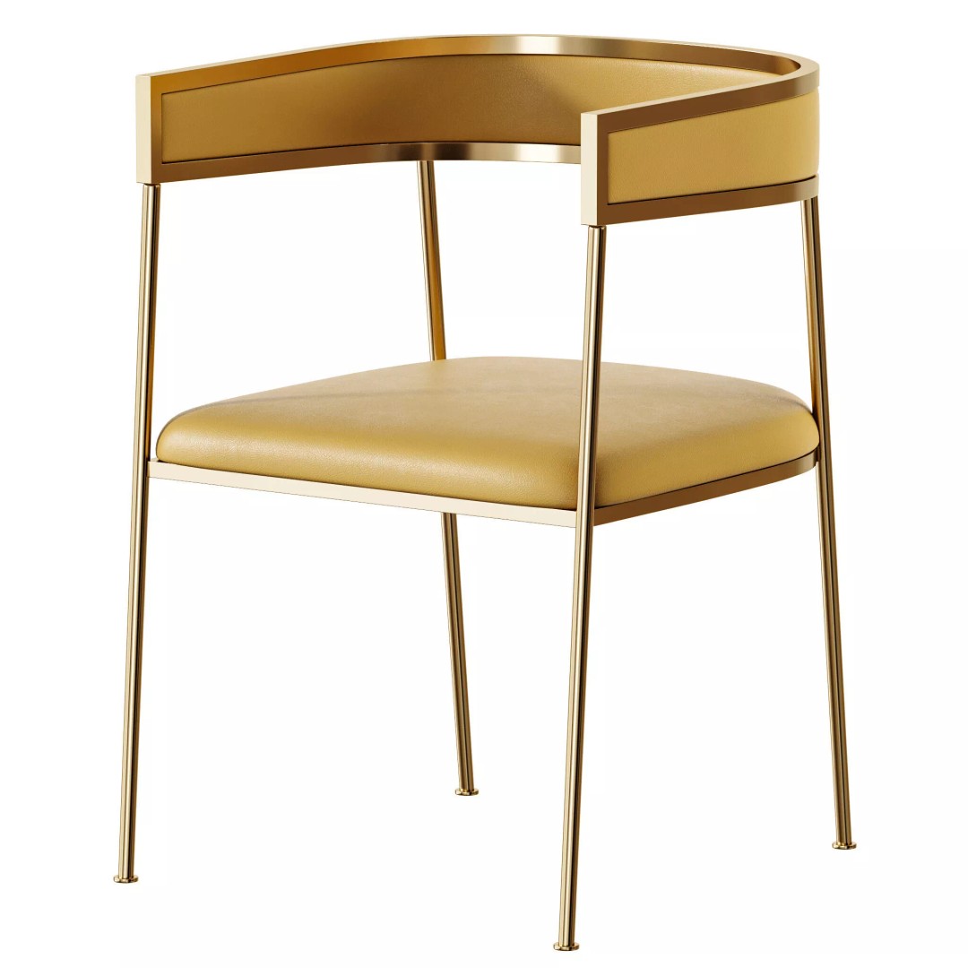 Glam Velvet Dining Chair 3D Model – Luxury Upholstered Design, FBX, OBJ - View 13