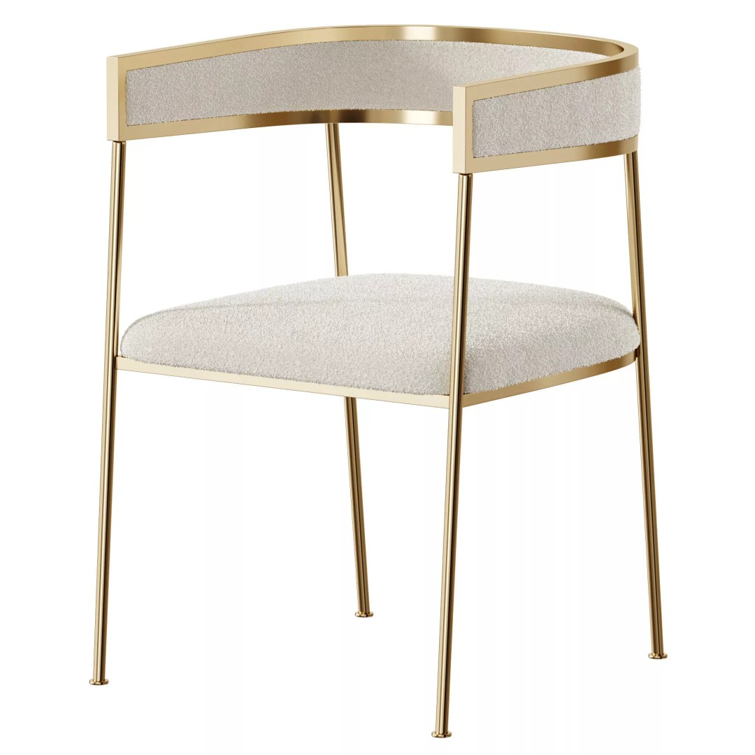 Glam Velvet Dining Chair 3D Model – Luxury Upholstered Design, FBX, OBJ - View 14