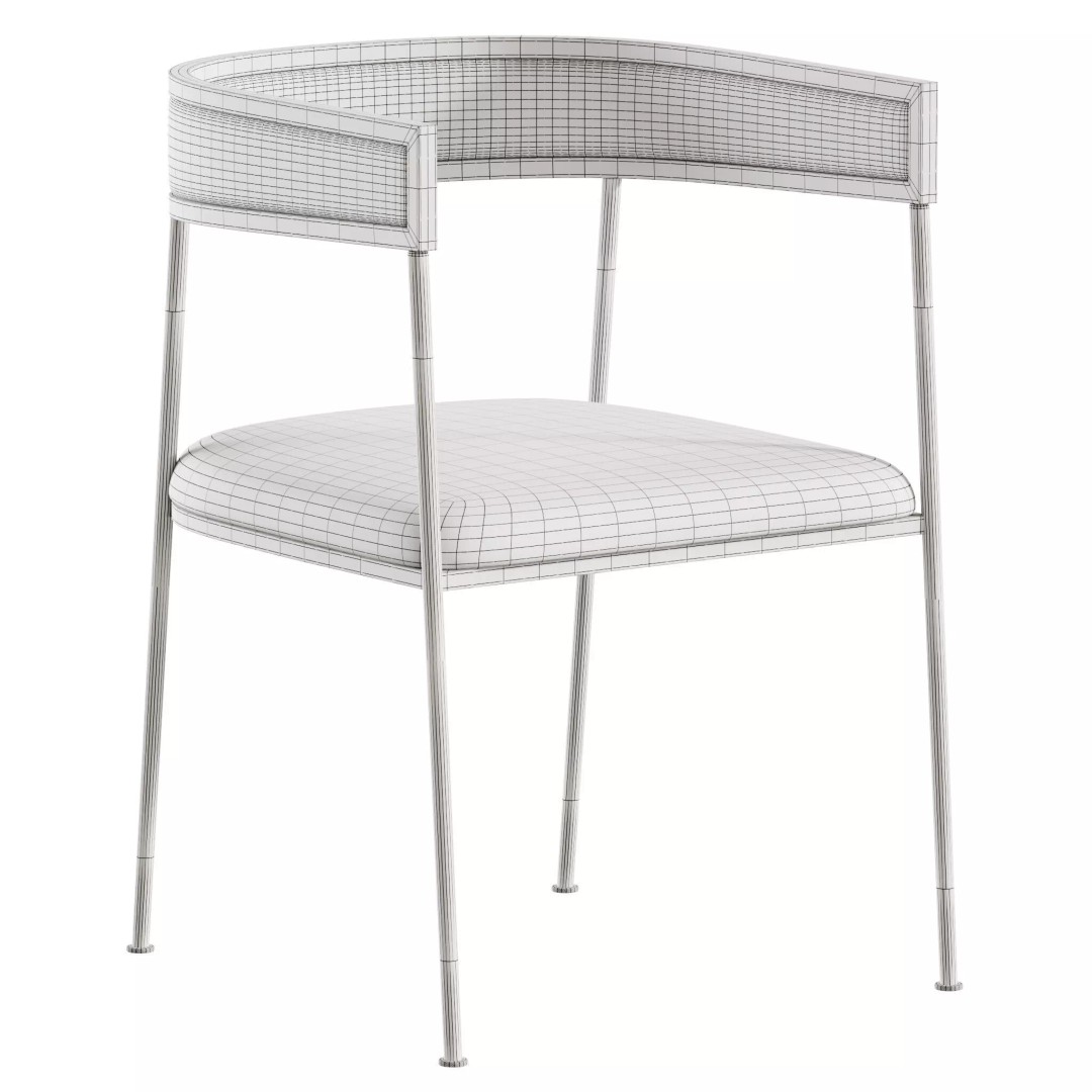 Glam Velvet Dining Chair 3D Model – Luxury Upholstered Design, FBX, OBJ - View 15