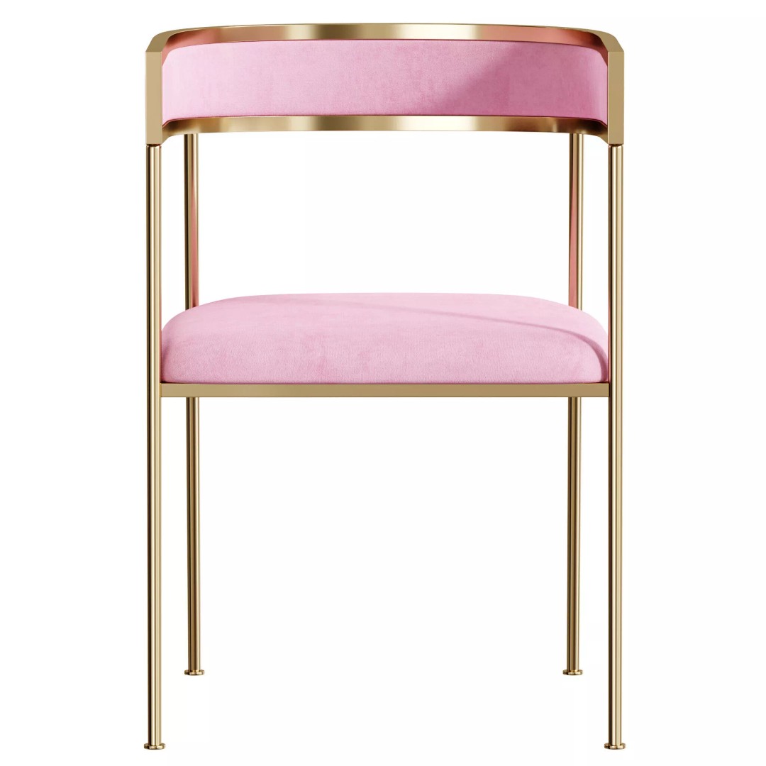 Glam Velvet Dining Chair 3D Model – Luxury Upholstered Design, FBX, OBJ - View 3