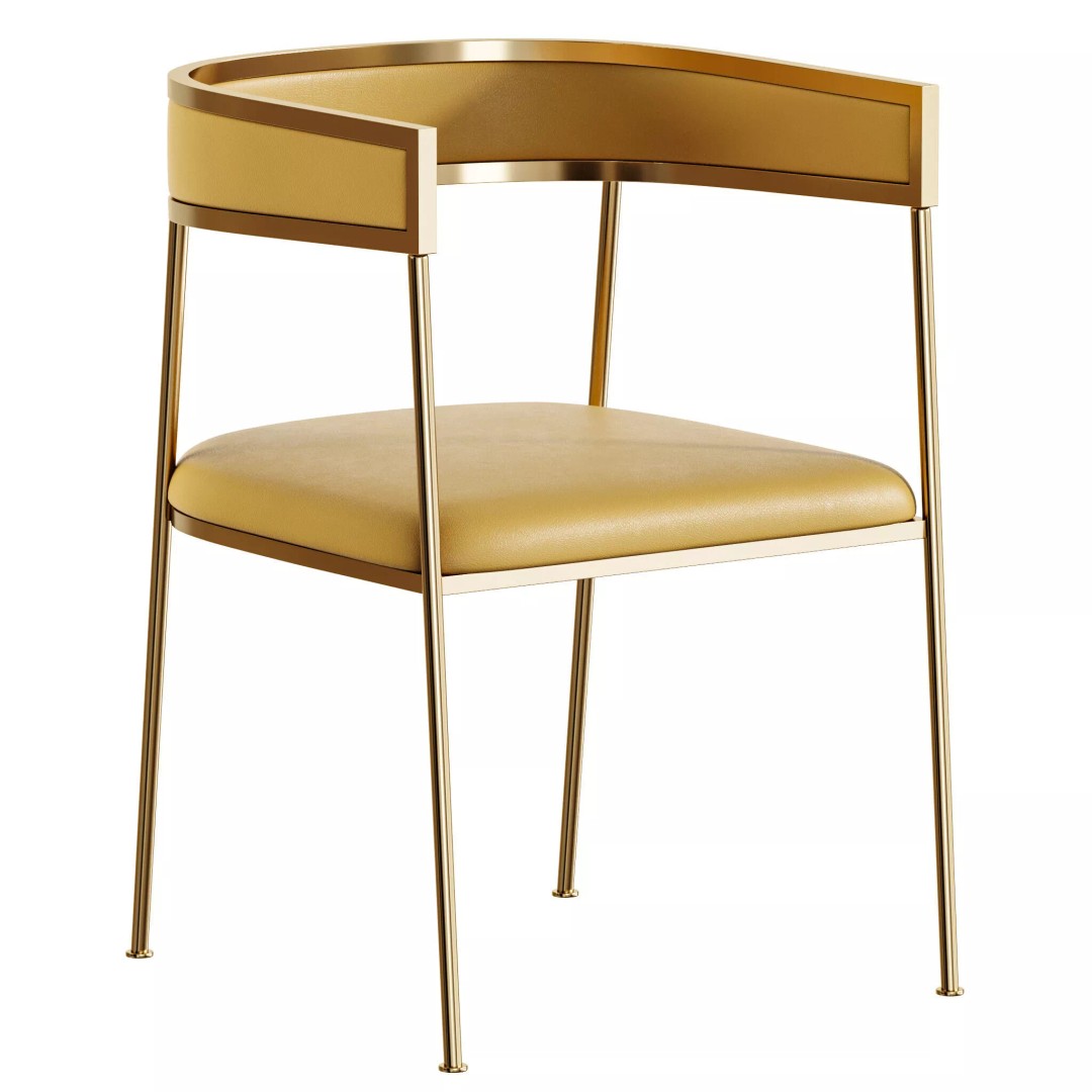 Glam Velvet Dining Chair 3D Model – Luxury Upholstered Design, FBX, OBJ - View 4