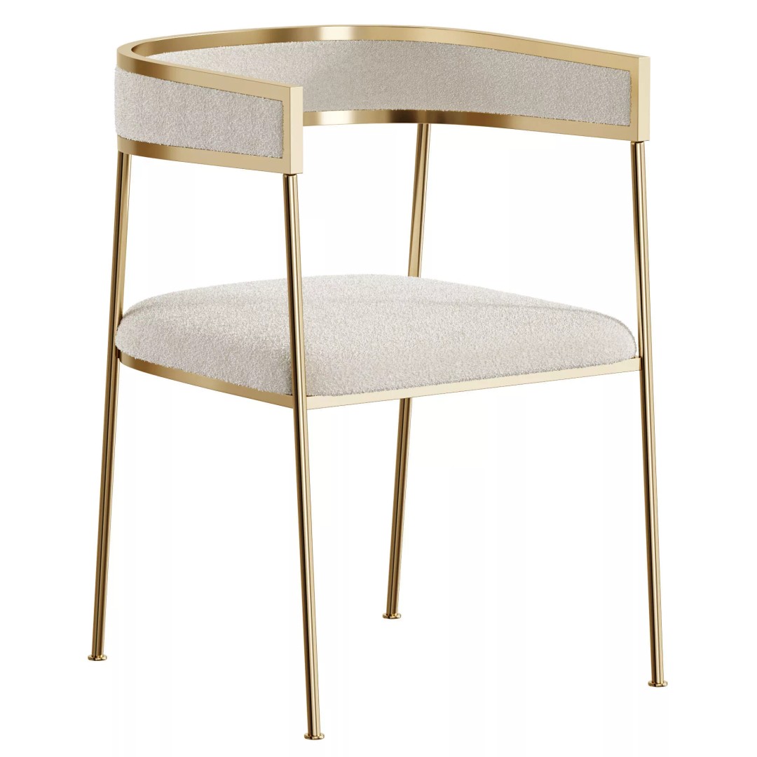 Glam Velvet Dining Chair 3D Model – Luxury Upholstered Design, FBX, OBJ - View 5