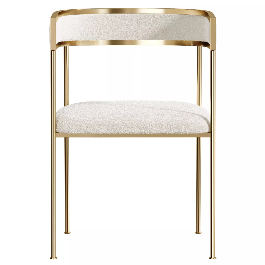 Glam Velvet Dining Chair 3D Model – Luxury Upholstered Design, FBX, OBJ - View 6