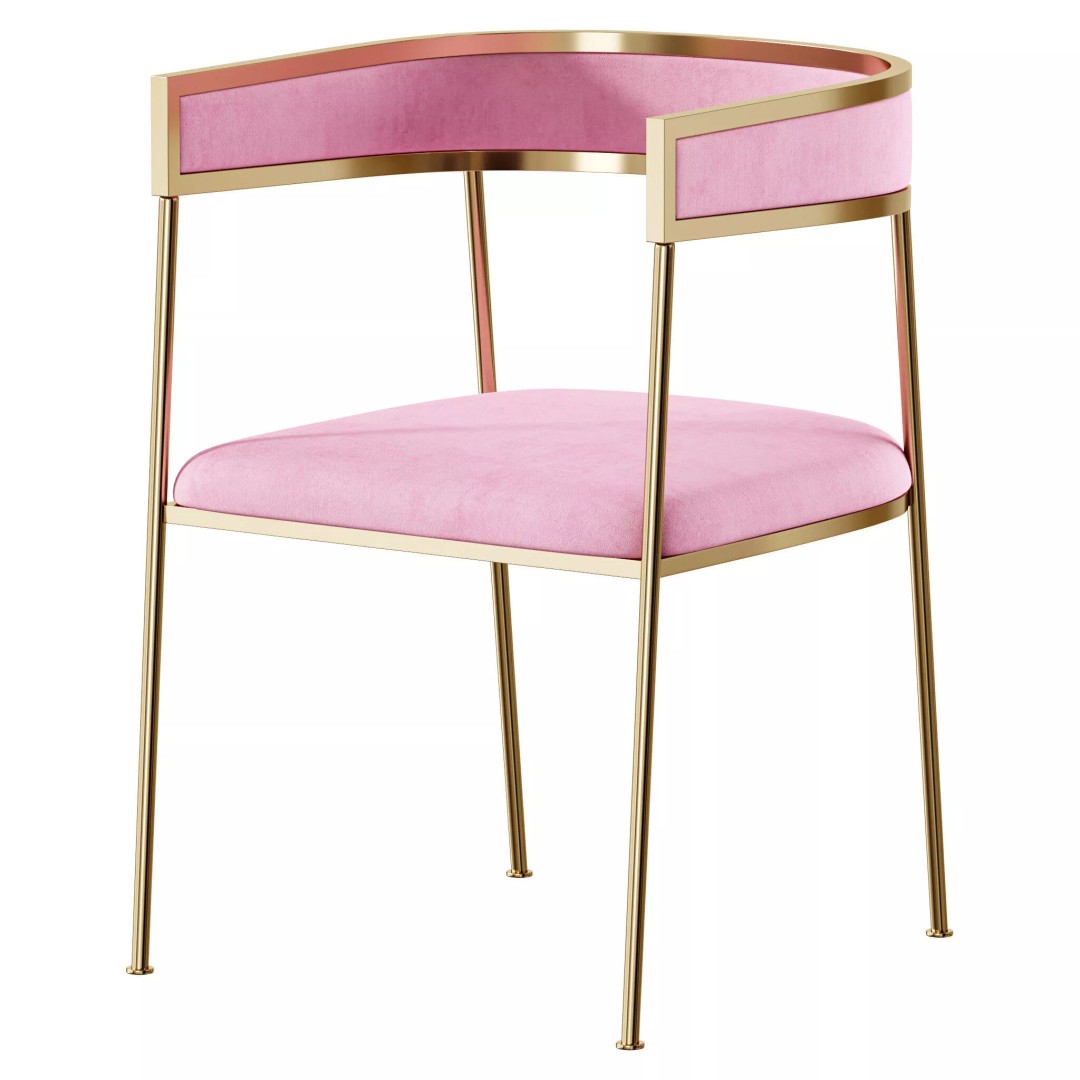 Glam Velvet Dining Chair 3D Model – Luxury Upholstered Design, FBX, OBJ - View 8