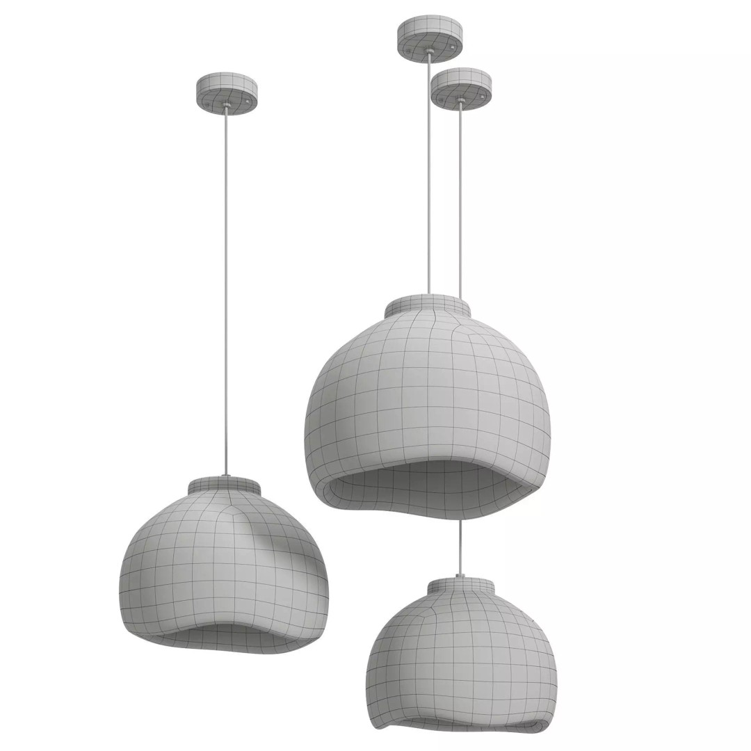 Modern Resin Bells Pendant Light 3D Model – High Poly, Corona Render, OBJ - View 8