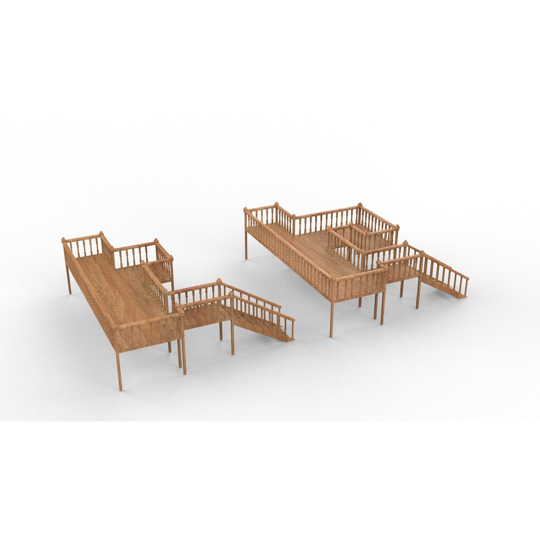 Wooden Deck 3D Model – High Poly PBR Game Asset, FBX, OBJ - View 10