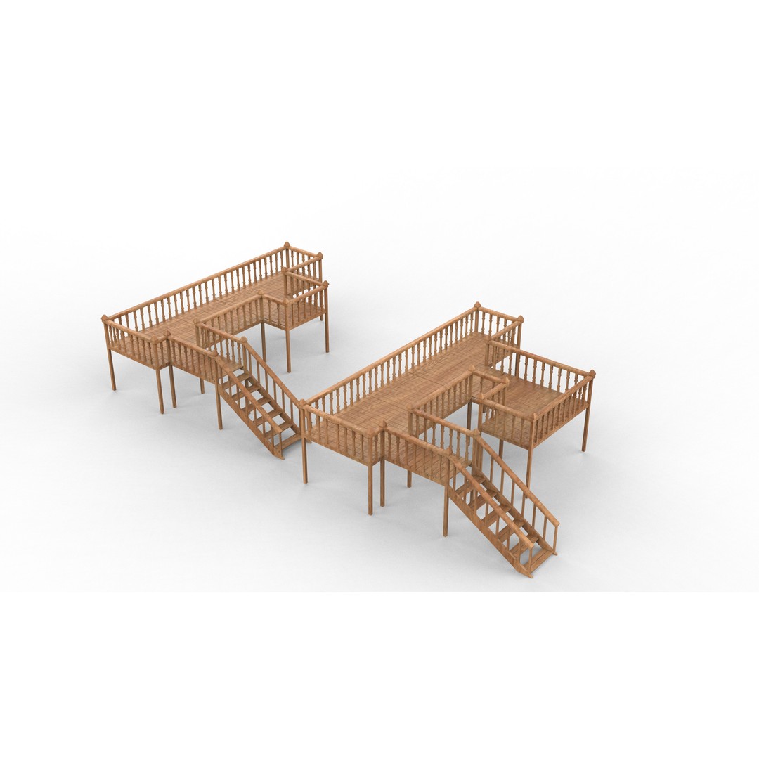 Wooden Deck 3D Model – High Poly PBR Game Asset, FBX, OBJ - View 11