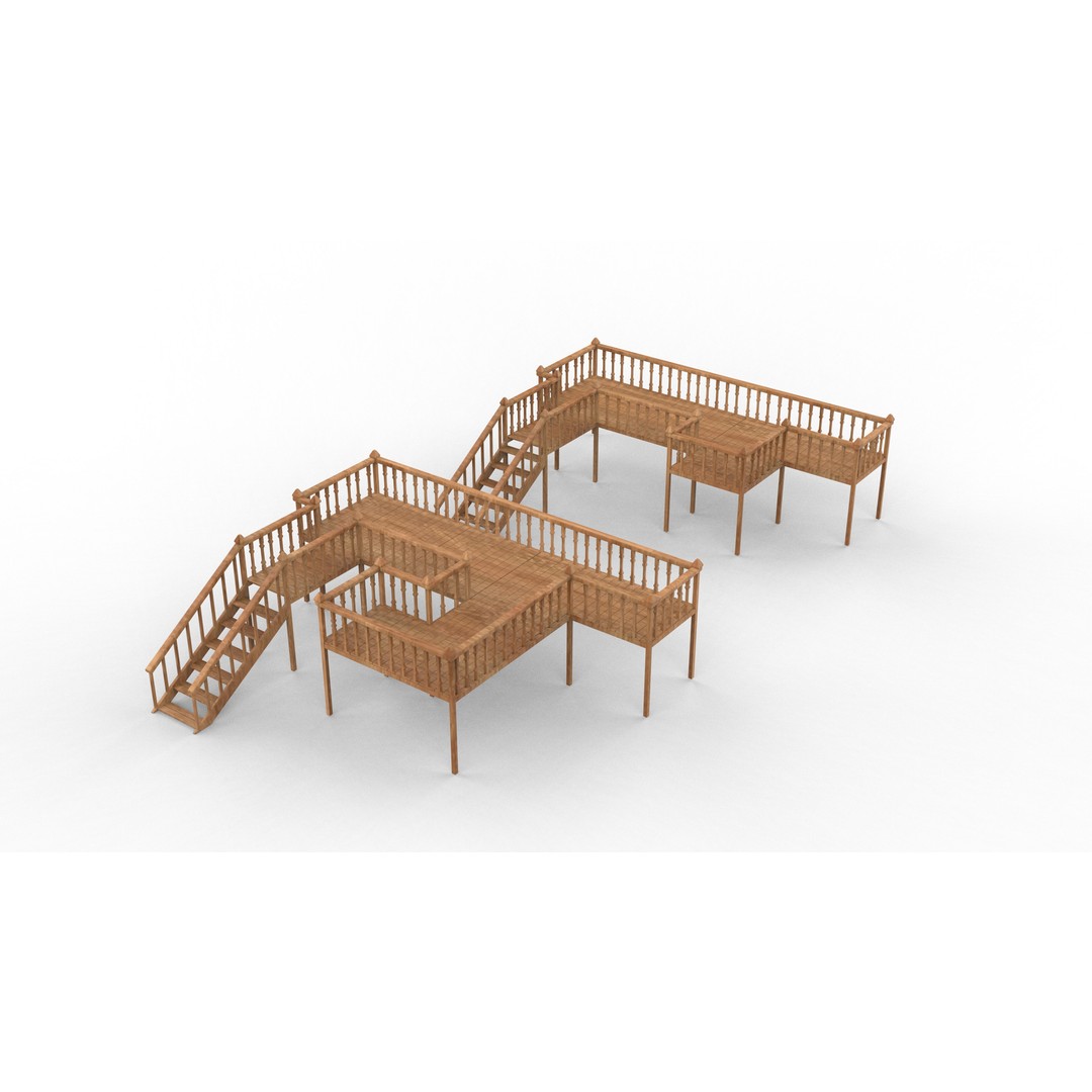 Wooden Deck 3D Model – High Poly PBR Game Asset, FBX, OBJ - View 13