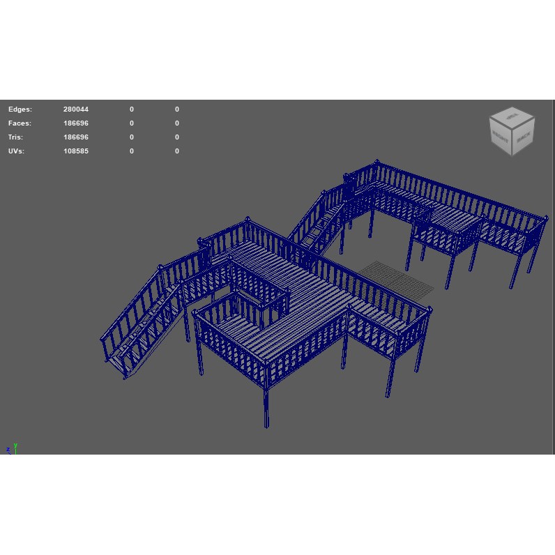 Wooden Deck 3D Model – High Poly PBR Game Asset, FBX, OBJ - View 14