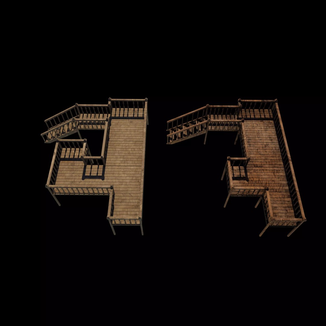 Wooden Deck 3D Model – High Poly PBR Game Asset, FBX, OBJ - View 2