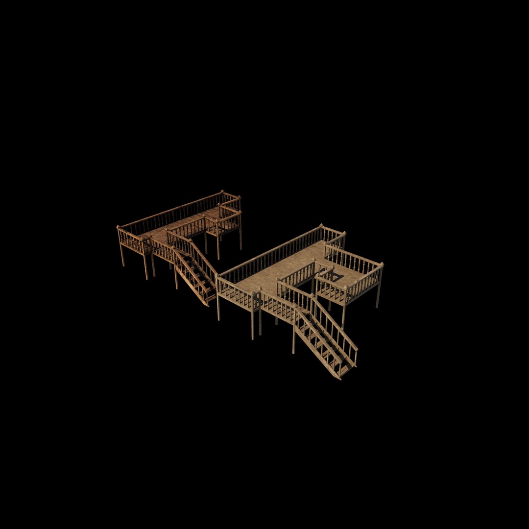 Wooden Deck 3D Model – High Poly PBR Game Asset, FBX, OBJ - View 4