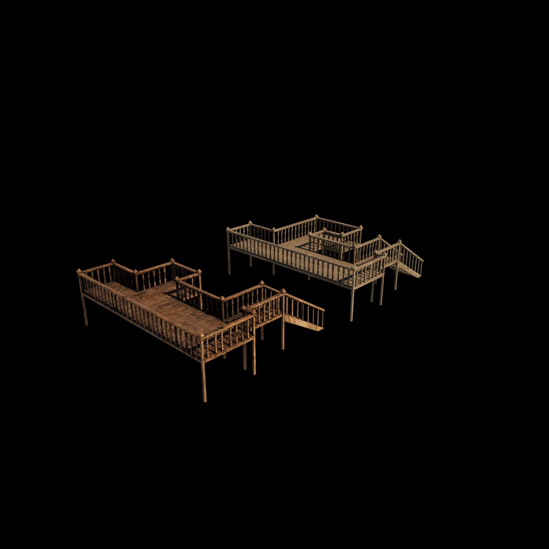 Wooden Deck 3D Model – High Poly PBR Game Asset, FBX, OBJ - View 5