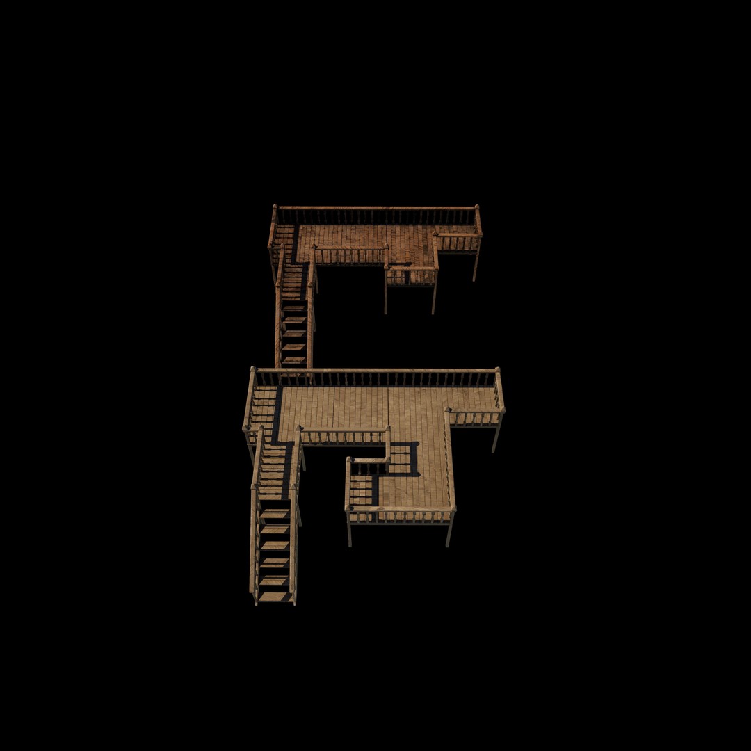 Wooden Deck 3D Model – High Poly PBR Game Asset, FBX, OBJ - View 7