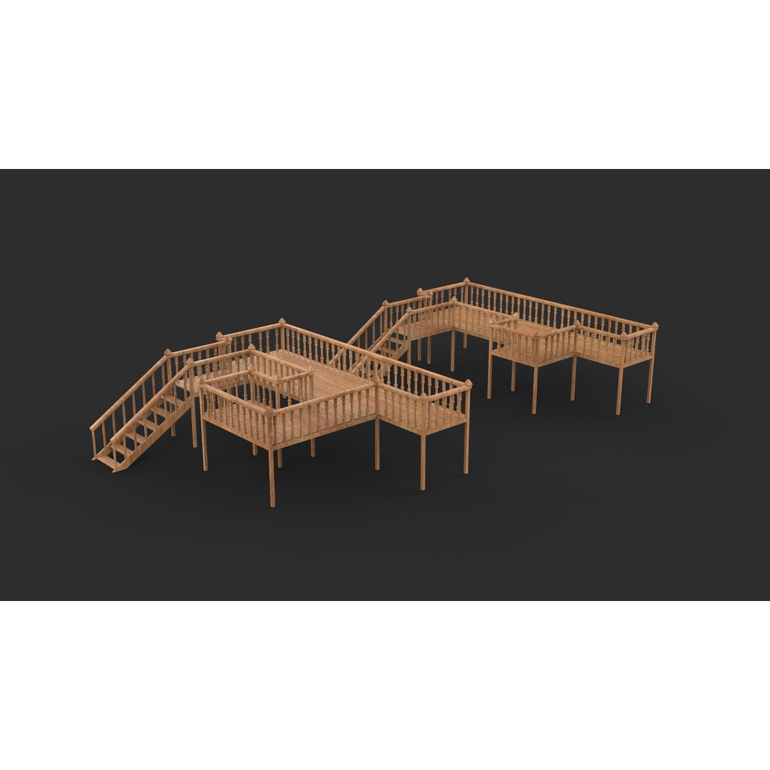 Wooden Deck 3D Model – High Poly PBR Game Asset, FBX, OBJ - View 8