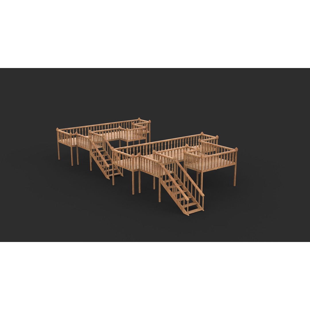 Wooden Deck 3D Model – High Poly PBR Game Asset, FBX, OBJ - View 9
