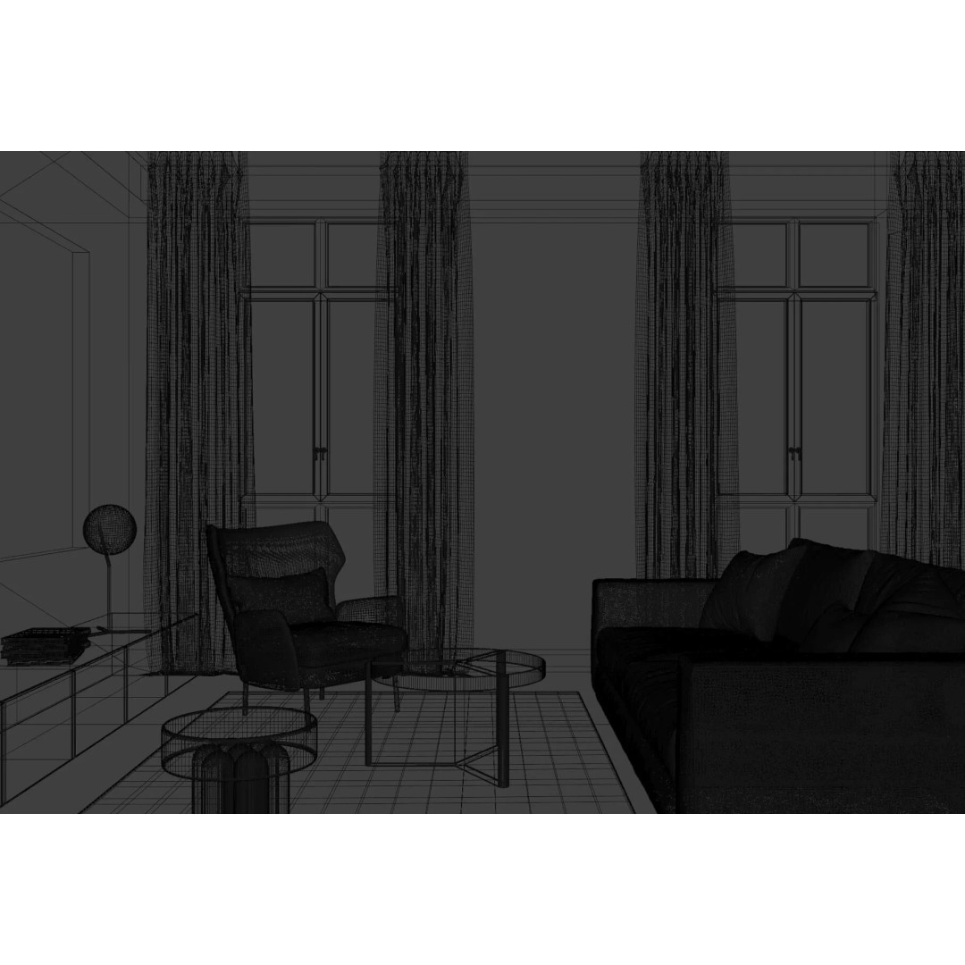 Urban Minimal Living Room 3D Model – Contemporary Interior Design, FBX - View 10