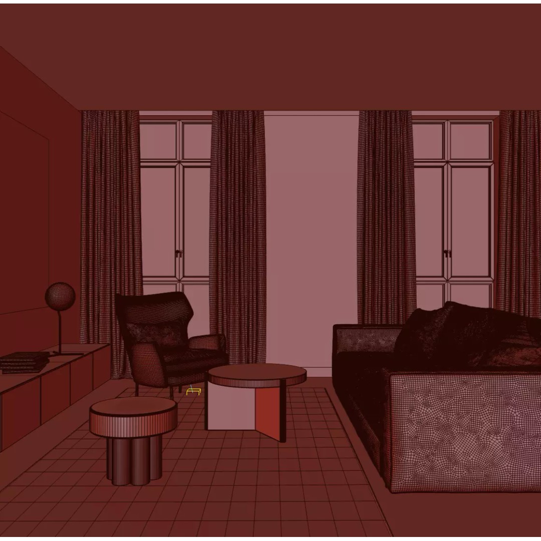 Urban Minimal Living Room 3D Model – Contemporary Interior Design, FBX - View 6