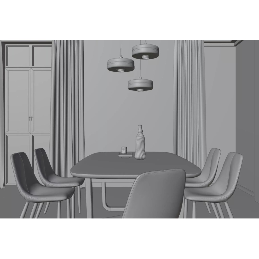 Urban Minimal Living Room 3D Model – Contemporary Interior Design, FBX - View 9