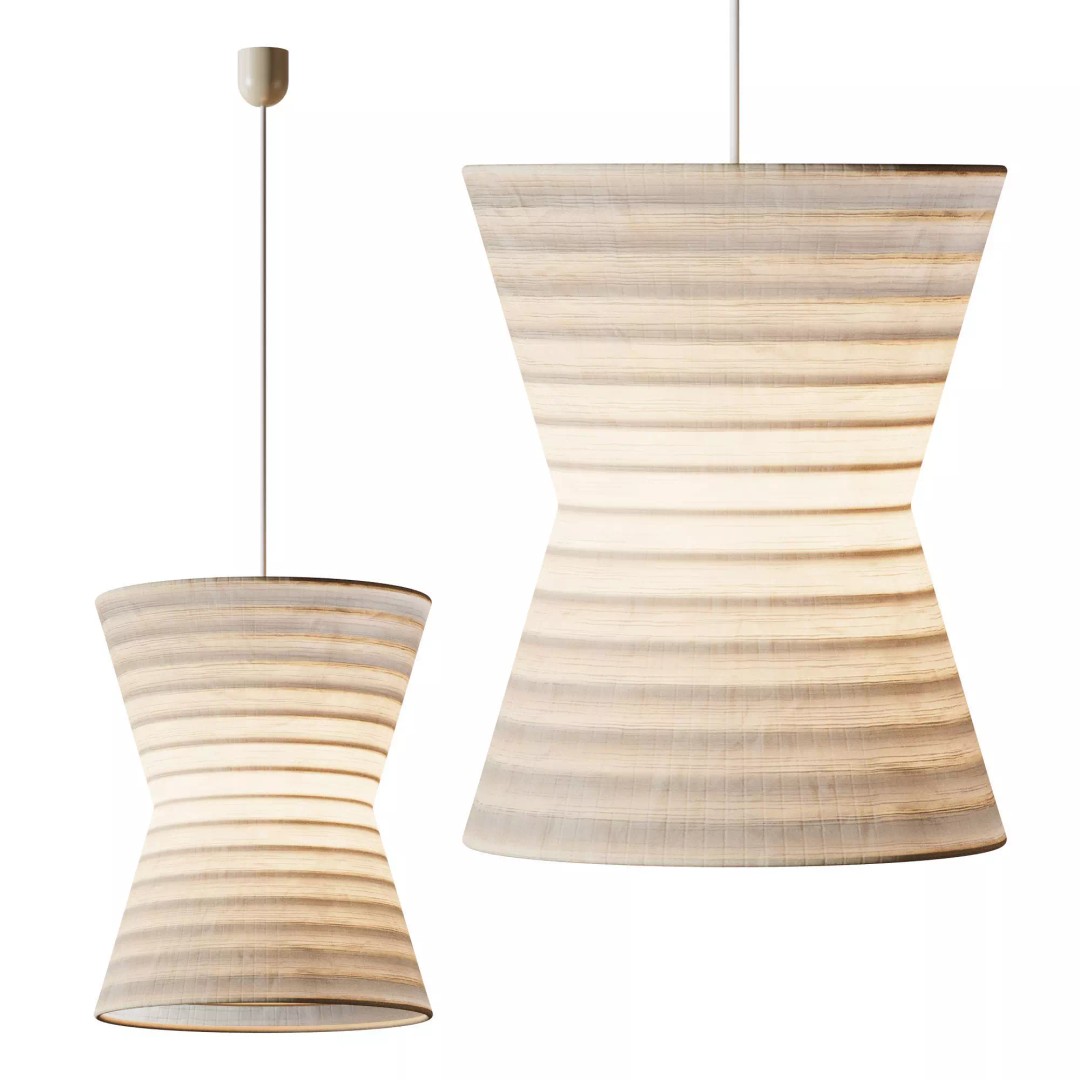 Gifu Lantern Pendant Light 3D Model – Minimalist Japanese Design, FBX - View 2