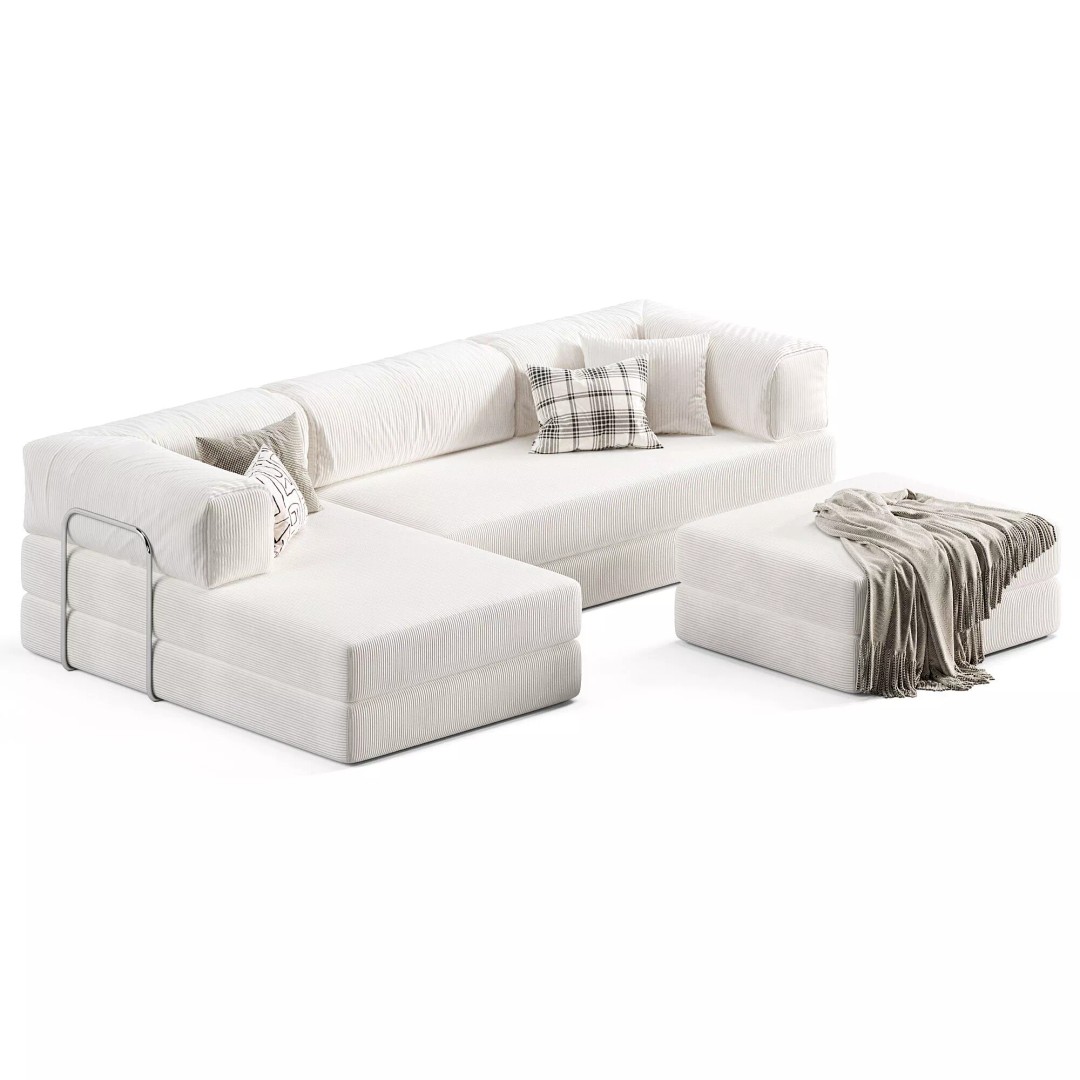 Frameless TEDDY Modular Corner Sofa 3D Model – Modern Design, OBJ & 3Ds Max Formats - View 3