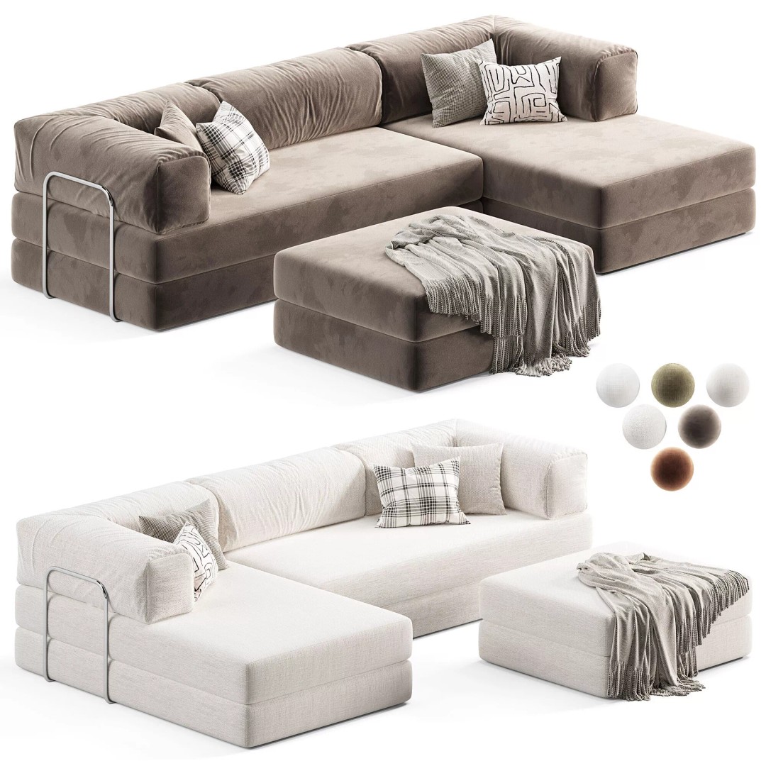 Frameless TEDDY Modular Corner Sofa 3D Model – Modern Design, OBJ & 3Ds Max Formats - View 4