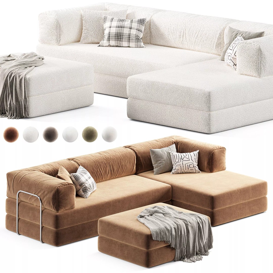 Frameless TEDDY Modular Corner Sofa 3D Model – Modern Design, OBJ & 3Ds Max Formats - View 6