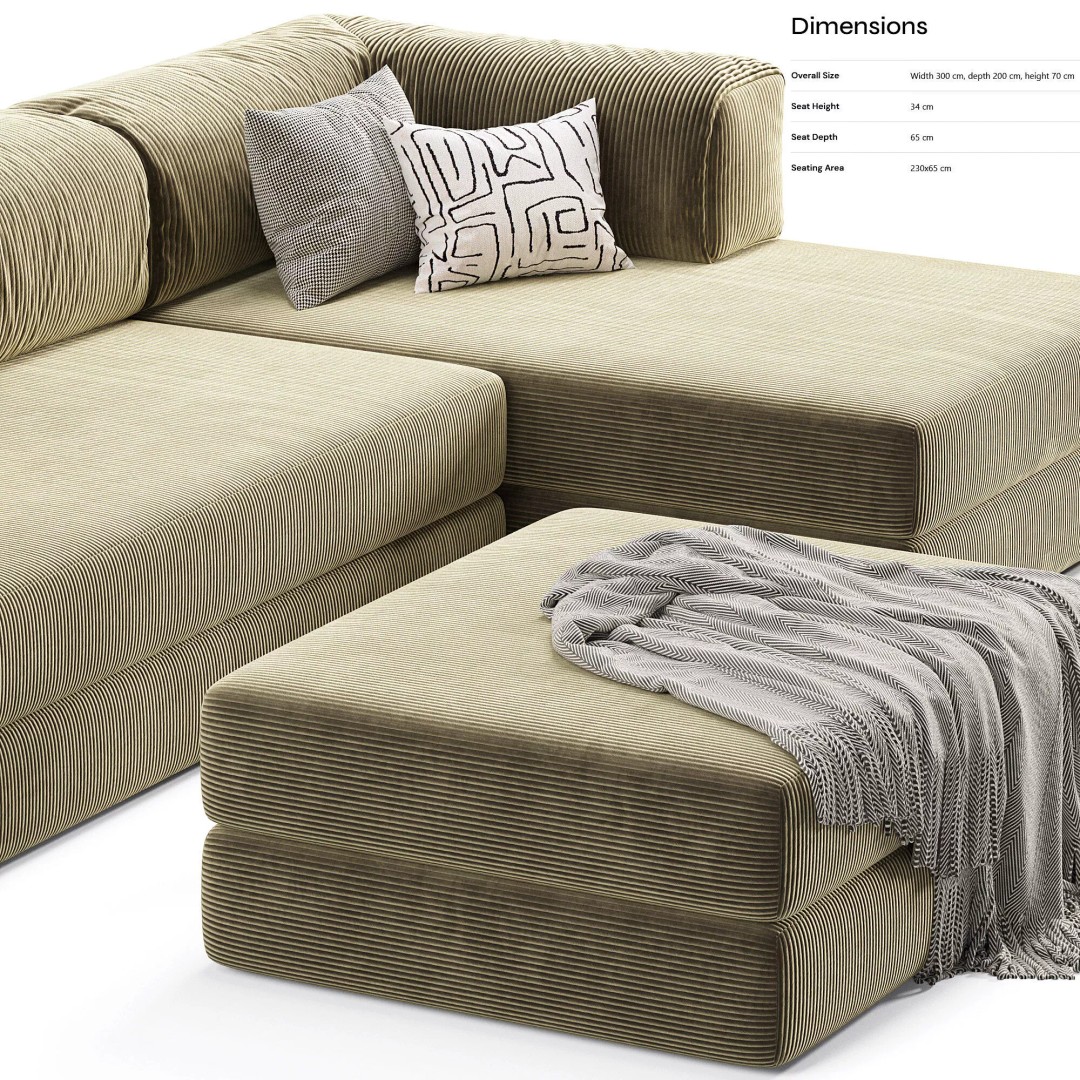 Frameless TEDDY Modular Corner Sofa 3D Model – Modern Design, OBJ & 3Ds Max Formats - View 7