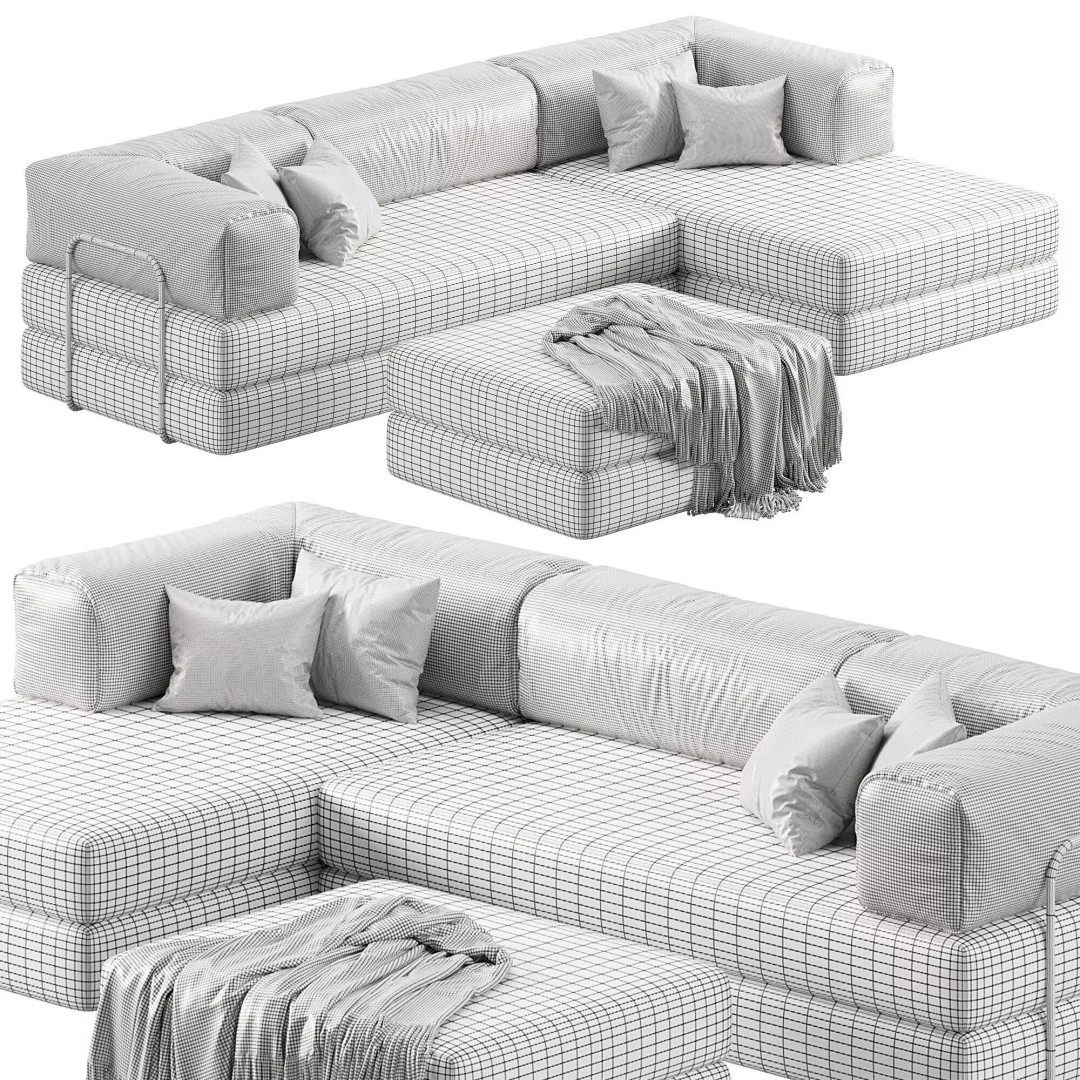 Frameless TEDDY Modular Corner Sofa 3D Model – Modern Design, OBJ & 3Ds Max Formats - View 8