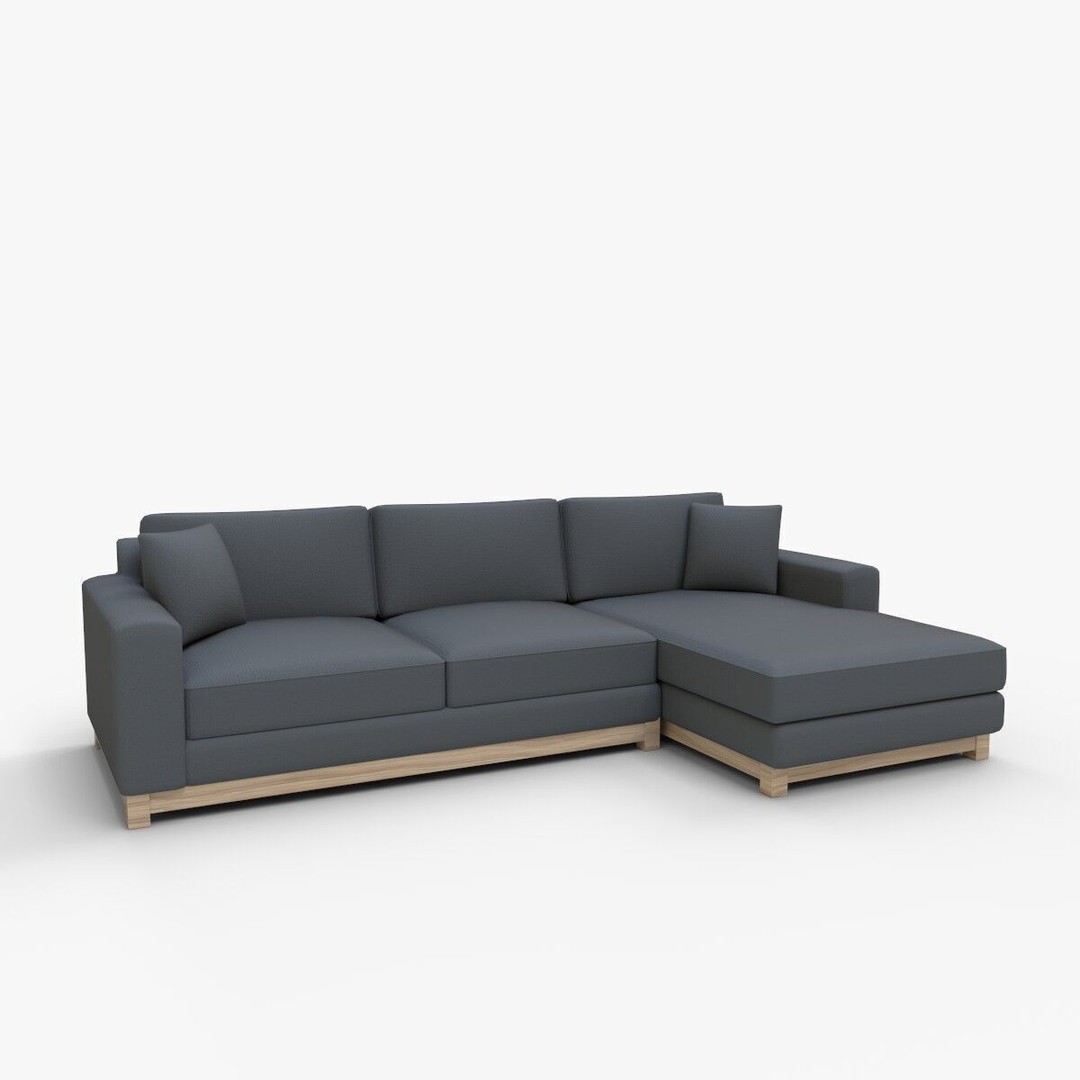 Gather Petite Wood Base Sectional 3D Model – High-Quality PBR Asset for Interior Design