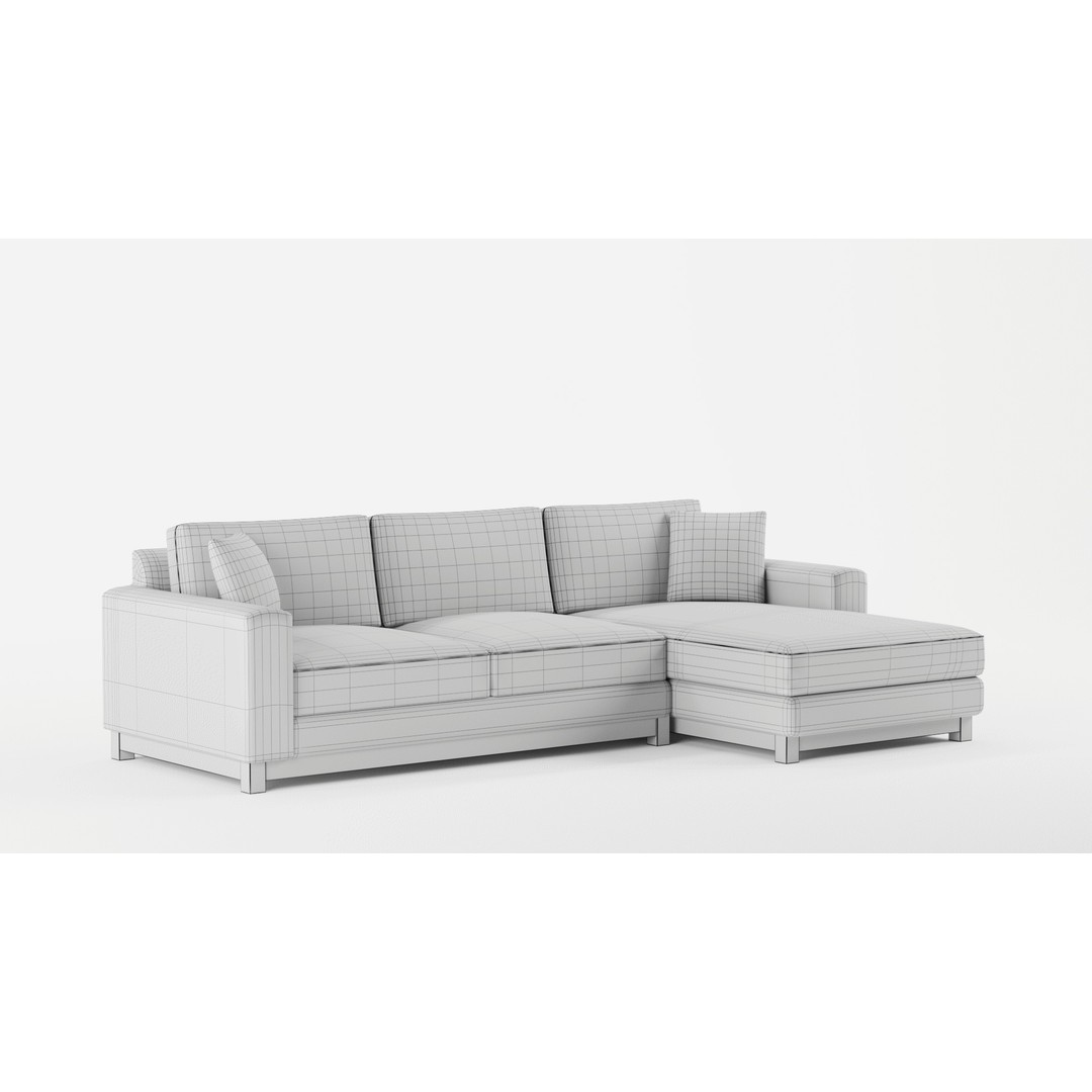 Gather Petite Wood Base Sectional 3D Model – High-Quality PBR Asset for Interior Design - View 12