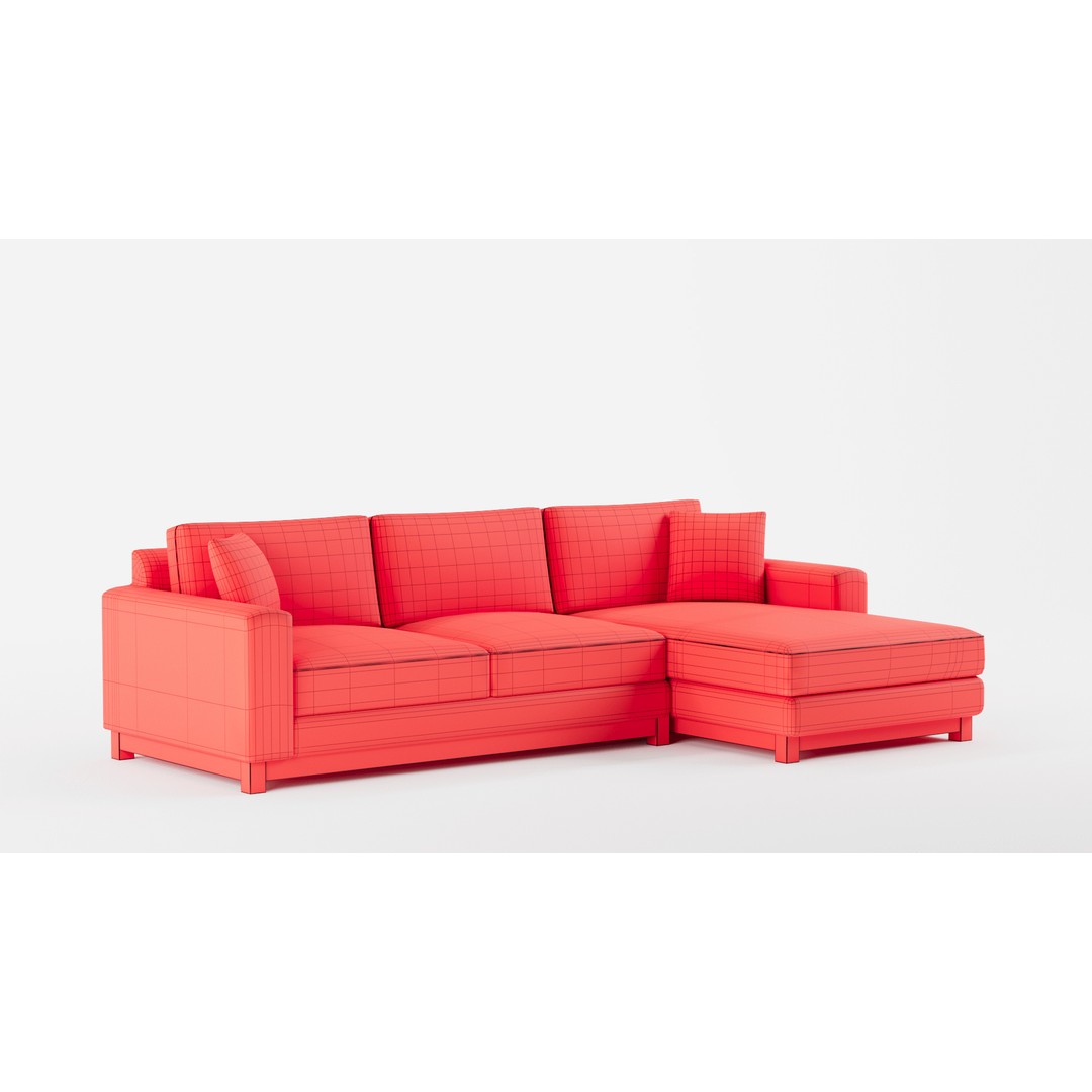 Gather Petite Wood Base Sectional 3D Model – High-Quality PBR Asset for Interior Design - View 13