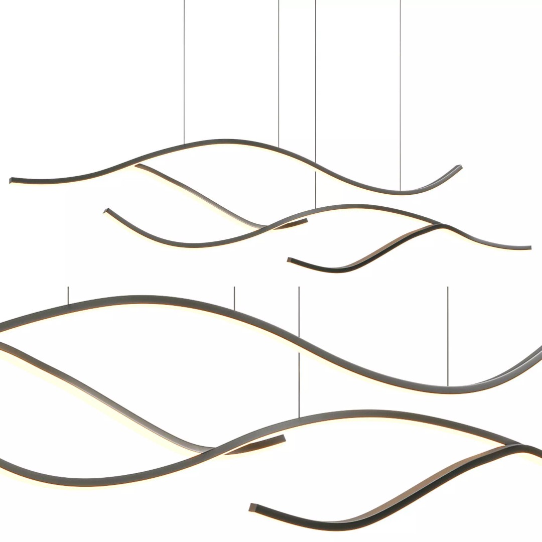 Louise Modern Wave Pendant Light 3D Model – High Poly Interior Lamp, OBJ - View 2