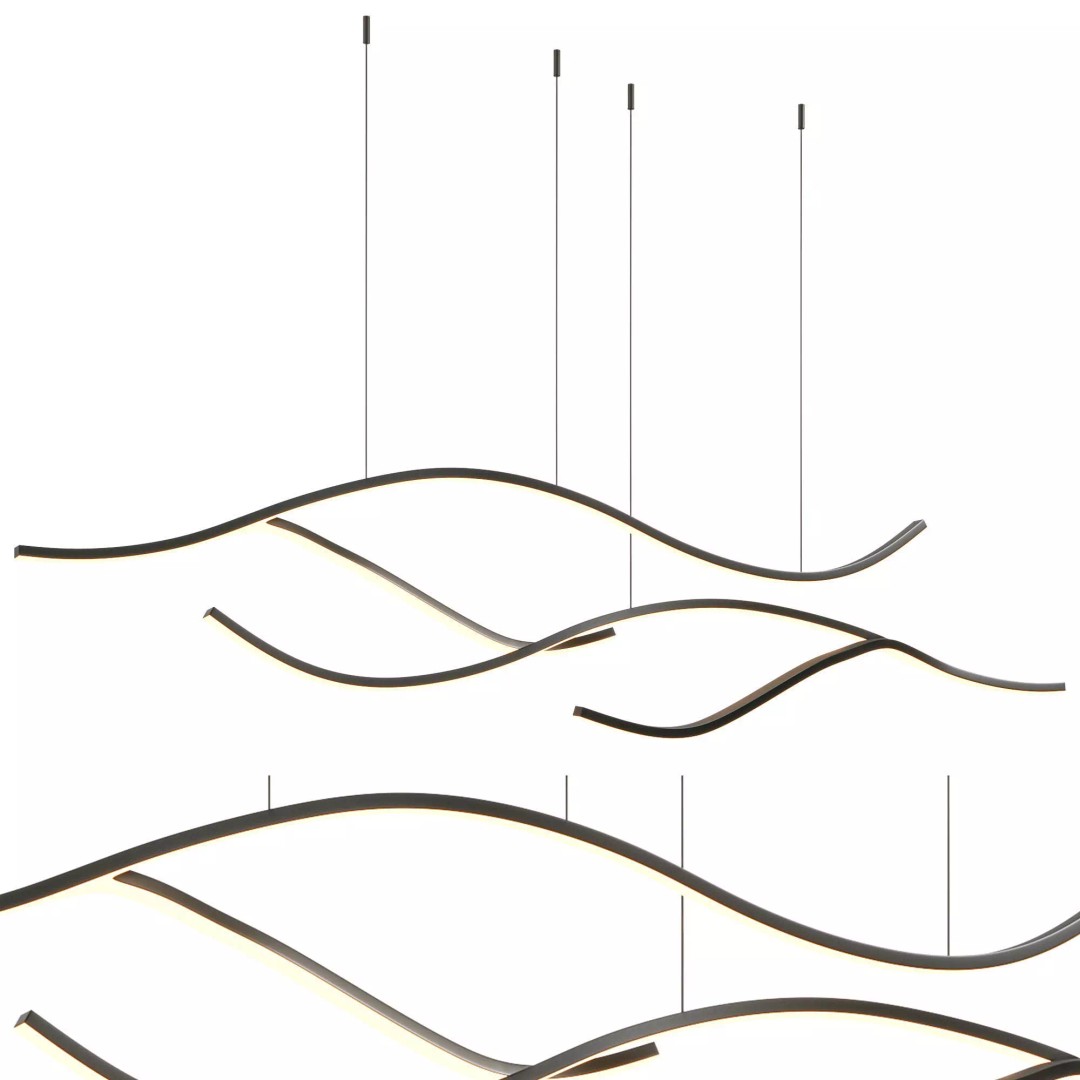 Louise Modern Wave Pendant Light 3D Model – High Poly Interior Lamp, OBJ - View 3