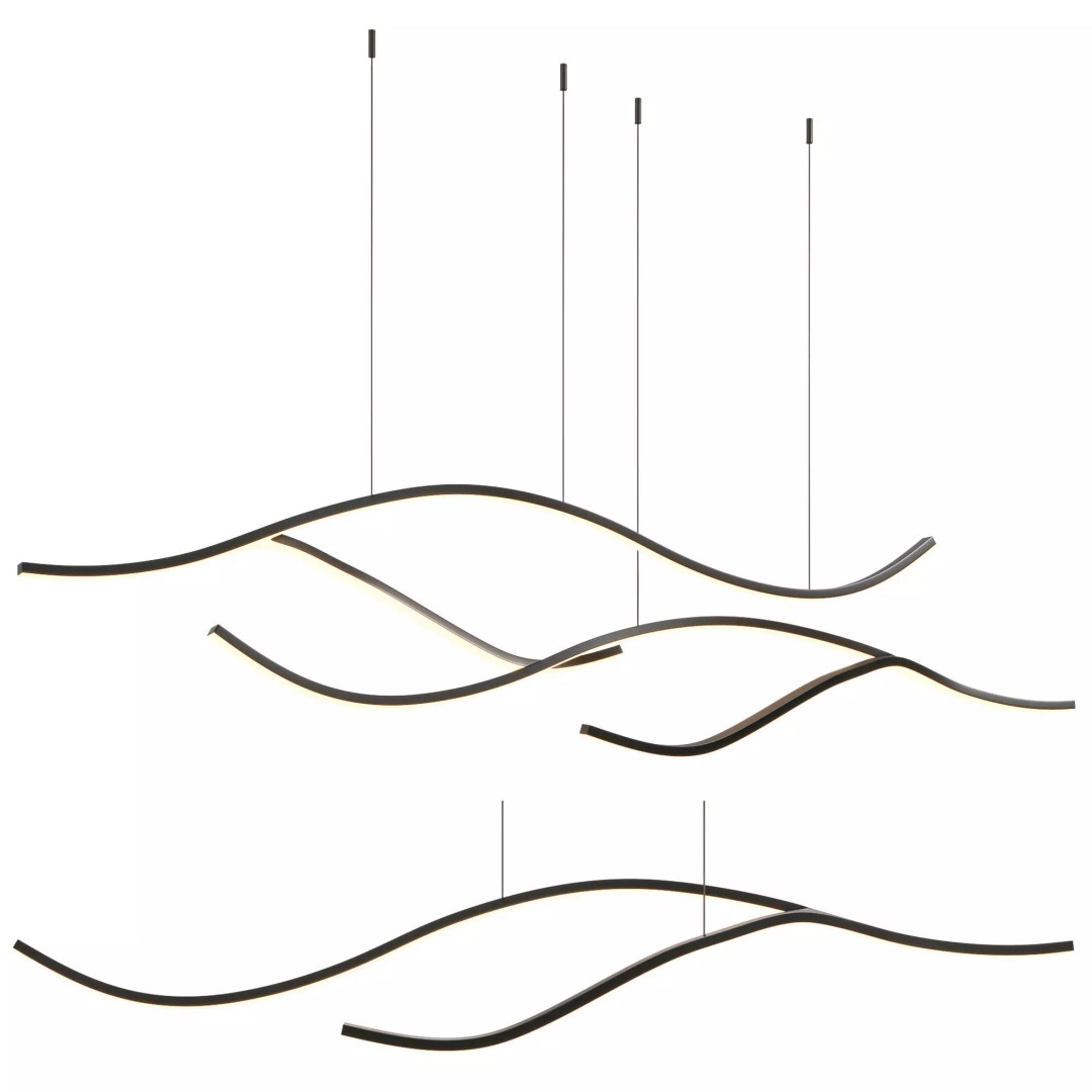 Louise Modern Wave Pendant Light 3D Model – High Poly Interior Lamp, OBJ - View 6