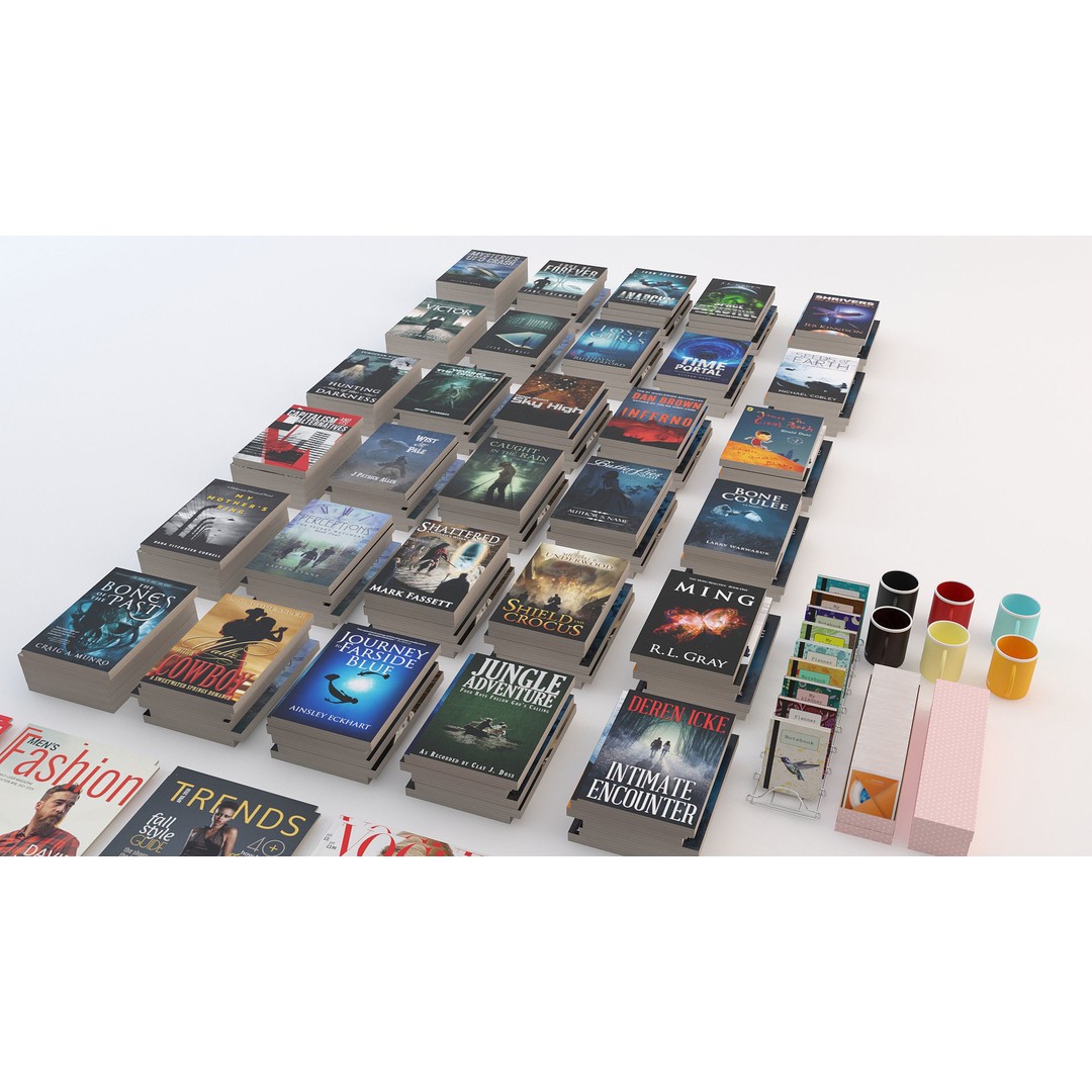 Bookstore 3D Model – Detailed Interior Asset with Books and Accessories - View 12