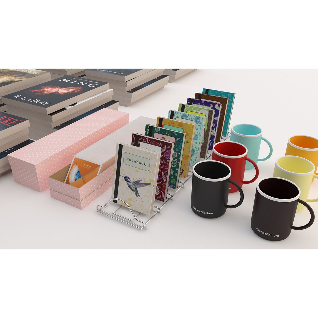 Bookstore 3D Model – Detailed Interior Asset with Books and Accessories - View 15