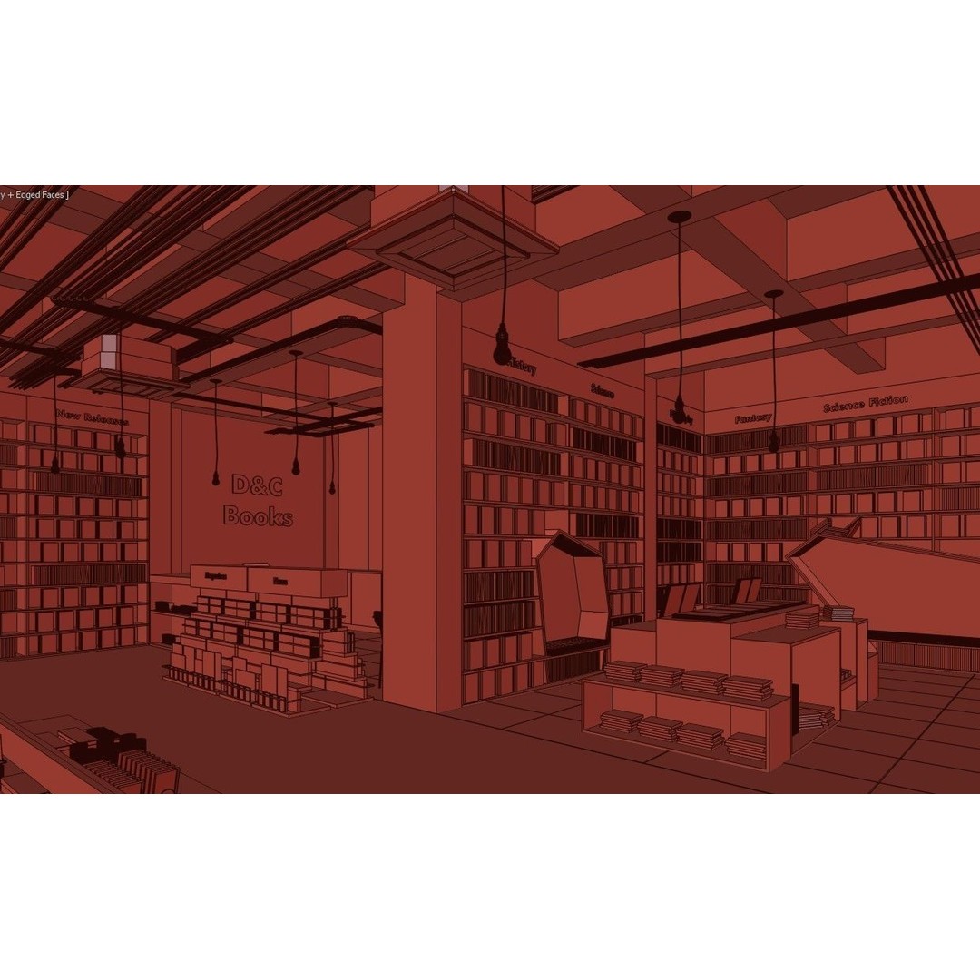 Bookstore 3D Model – Detailed Interior Asset with Books and Accessories - View 17