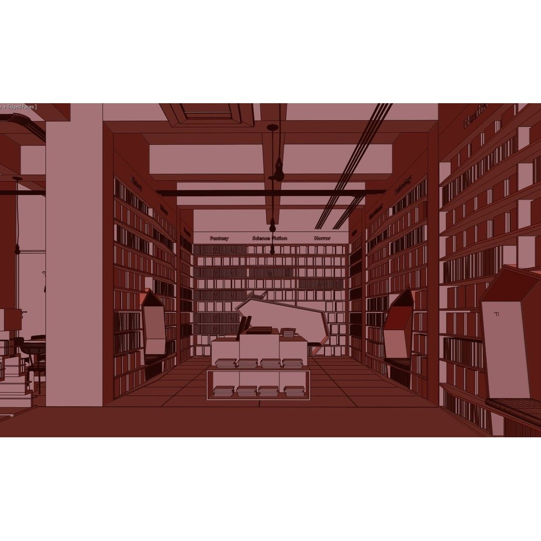 Bookstore 3D Model – Detailed Interior Asset with Books and Accessories - View 18