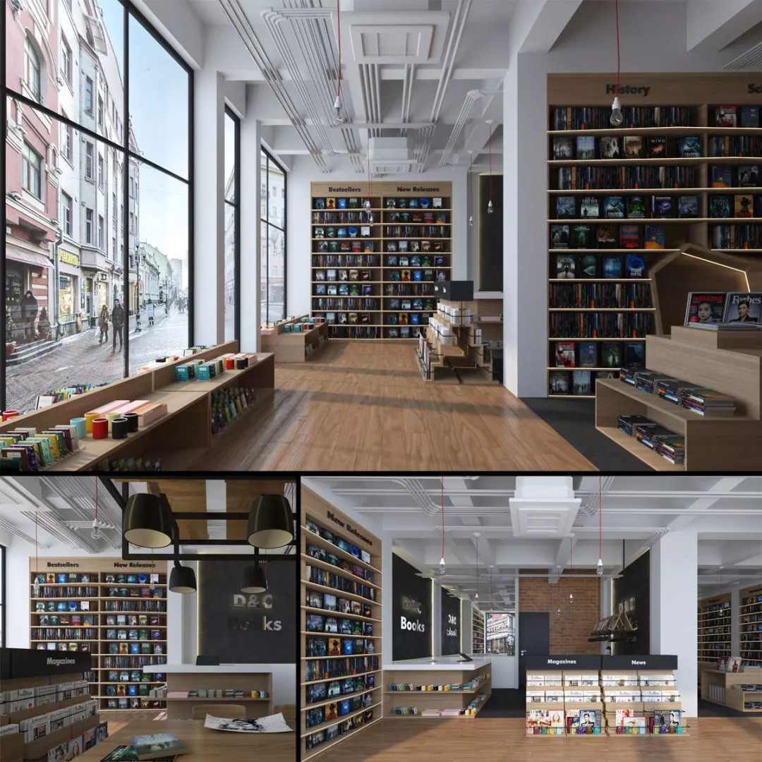 Bookstore 3D Model – Detailed Interior Asset with Books and Accessories - View 2