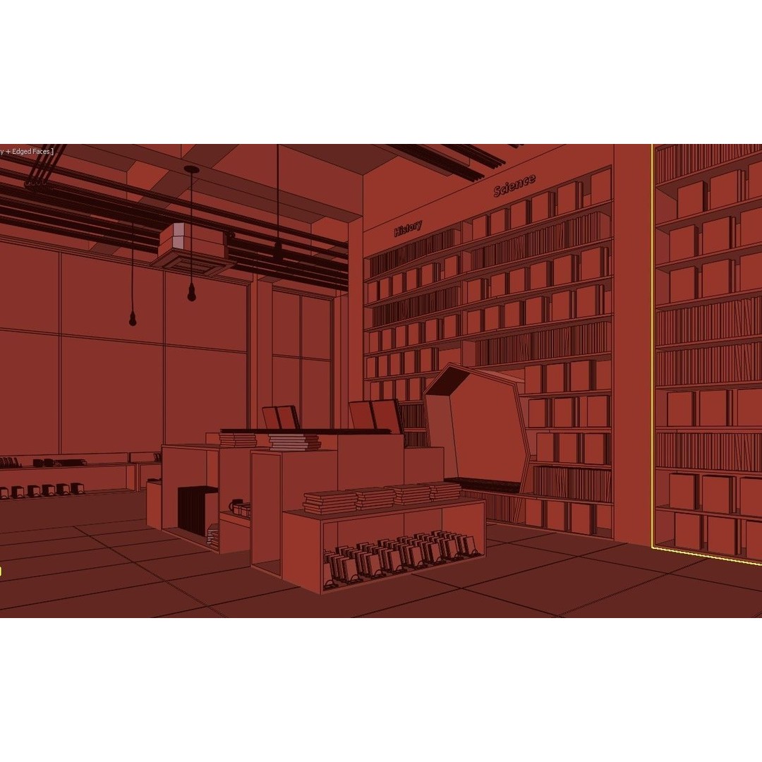 Bookstore 3D Model – Detailed Interior Asset with Books and Accessories - View 21