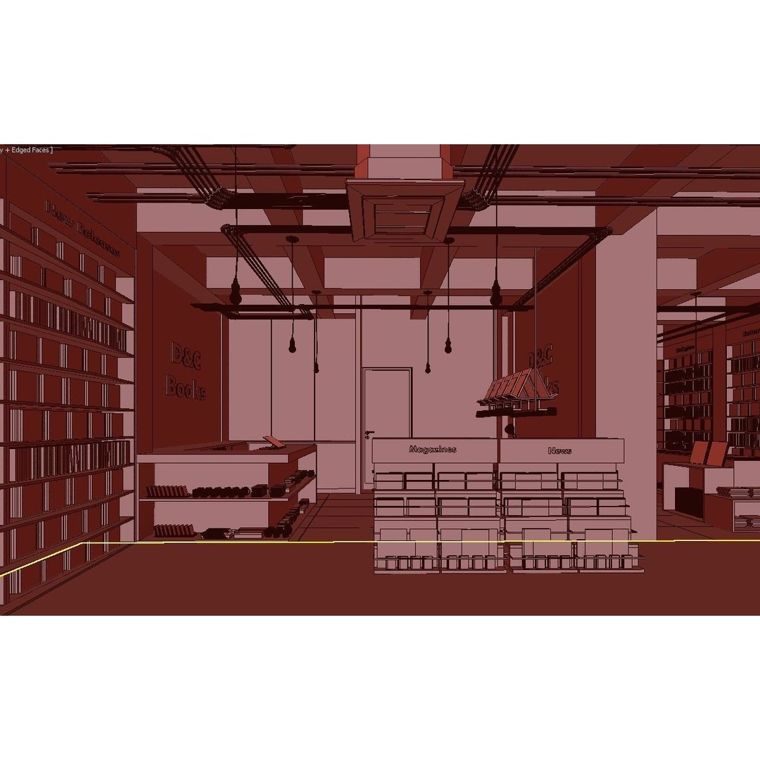 Bookstore 3D Model – Detailed Interior Asset with Books and Accessories - View 23