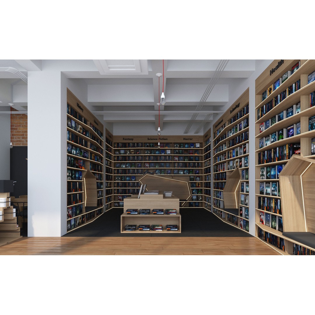 Bookstore 3D Model – Detailed Interior Asset with Books and Accessories - View 8