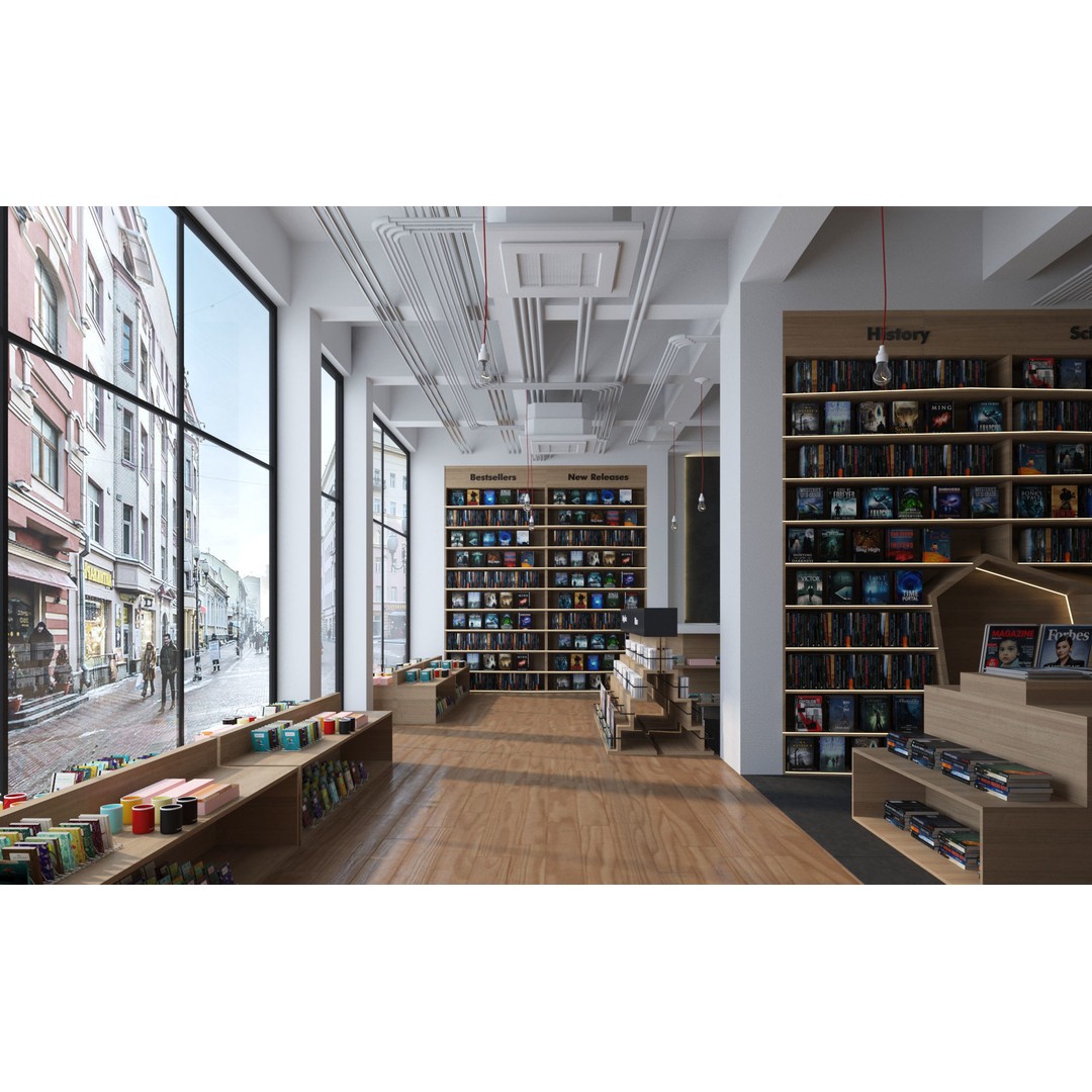 Bookstore 3D Model – Detailed Interior Asset with Books and Accessories - View 9