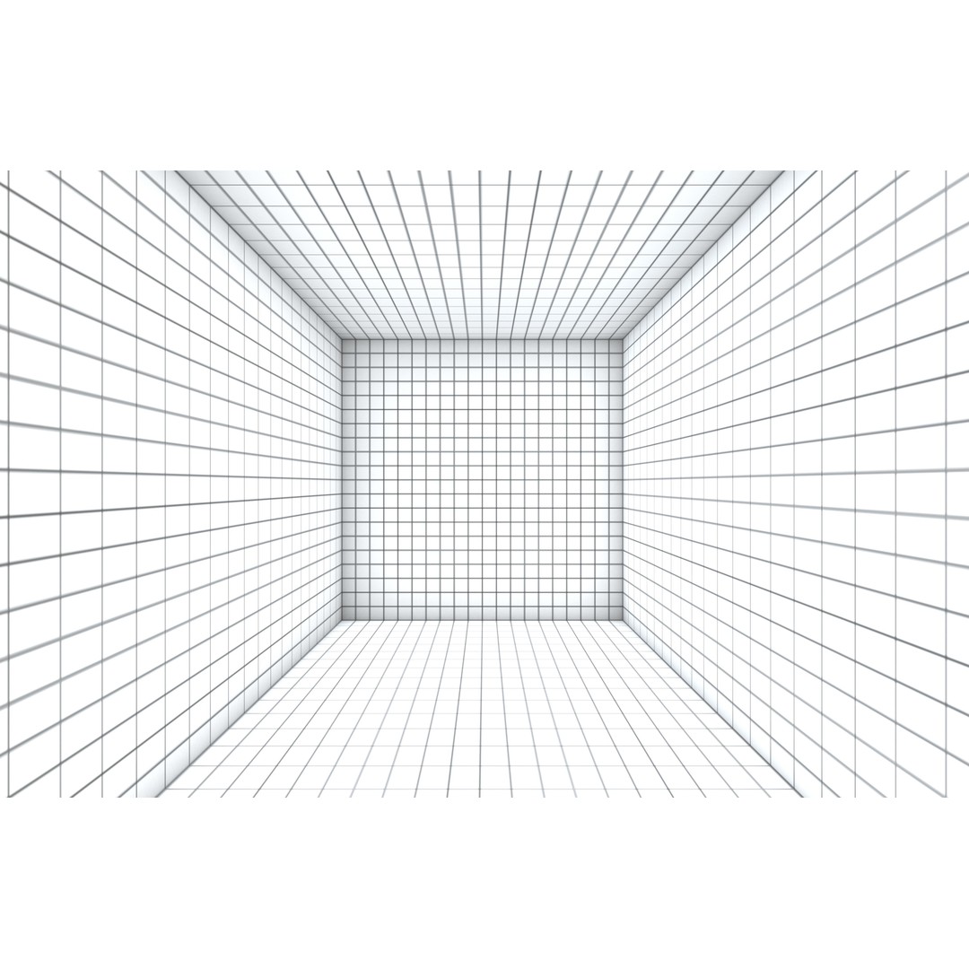 Grid Room Projection 3D Model – Low Poly Architectural Design, FBX - View 4