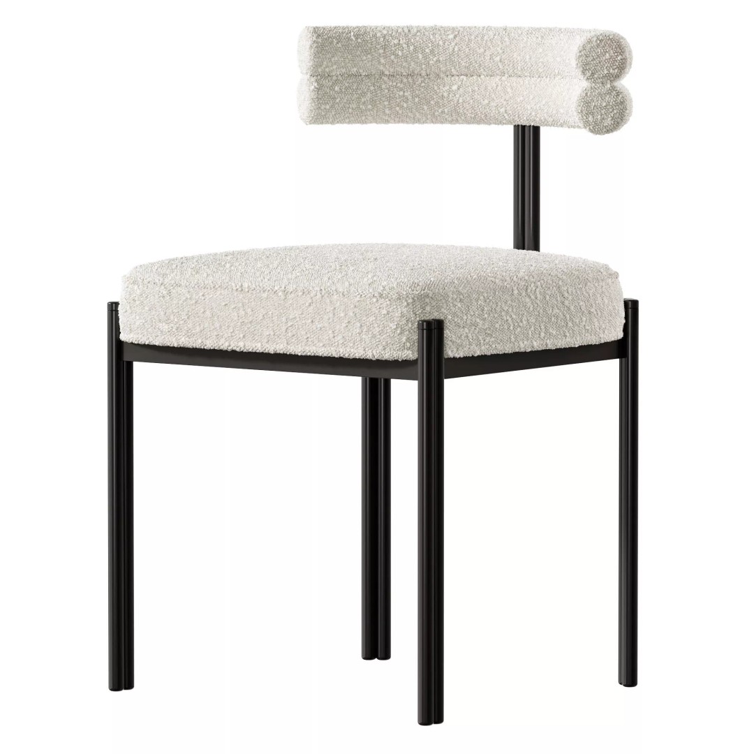 Industrial Velvet Dining Room Chair 3D Model – High Poly PBR Asset, FBX, OBJ - View 10